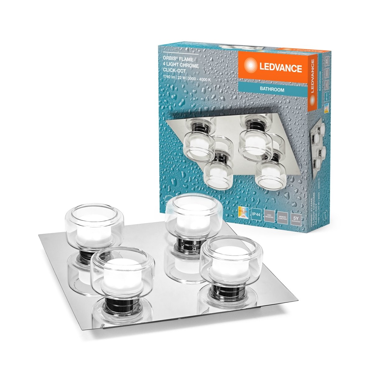 OSRAM Orbis Flame 4x5.5W Click CCT IP44 chrom - eshop Ledvance PL 4099854276255