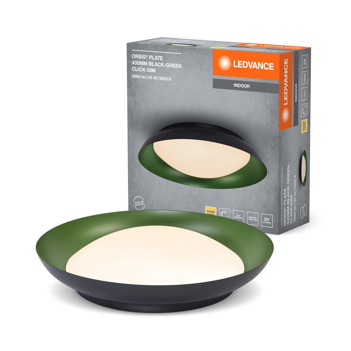 OSRAM Orbis Plate 430MM 35W 830 Click DIM czarno - zielony - eshop Ledvance PL 4099854285851