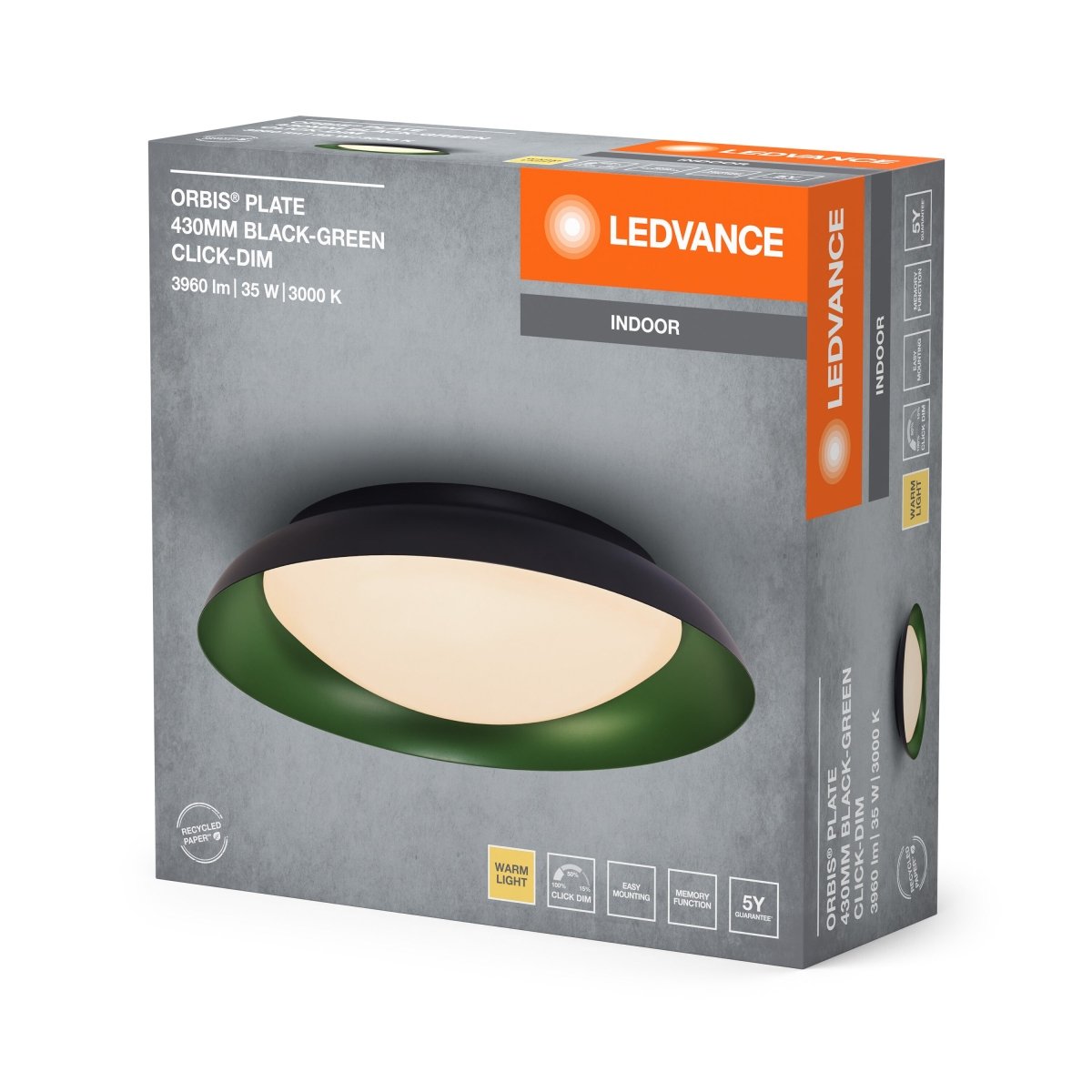 OSRAM Orbis Plate 430MM 35W 830 Click DIM czarno - zielony - eshop Ledvance PL 4099854285851