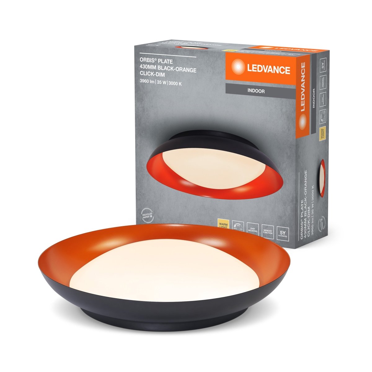 OSRAM Orbis Plate 430MM 35W Click DIM czarno - pomarańczowy - eshop Ledvance PL 4099854285912