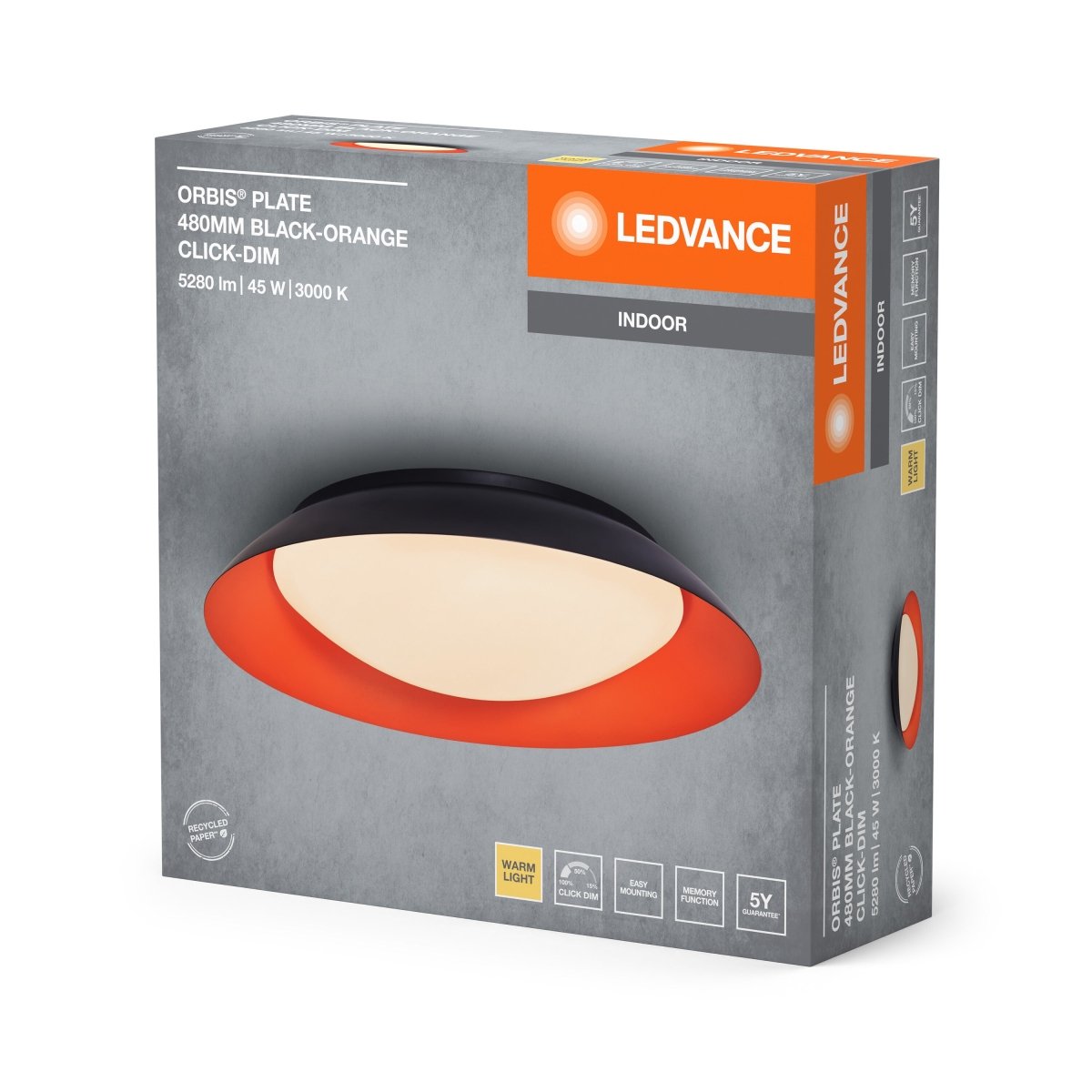 OSRAM Orbis Plate 480MM 45W Click DIM czarno - pomarańczowy - eshop Ledvance PL 4099854285936