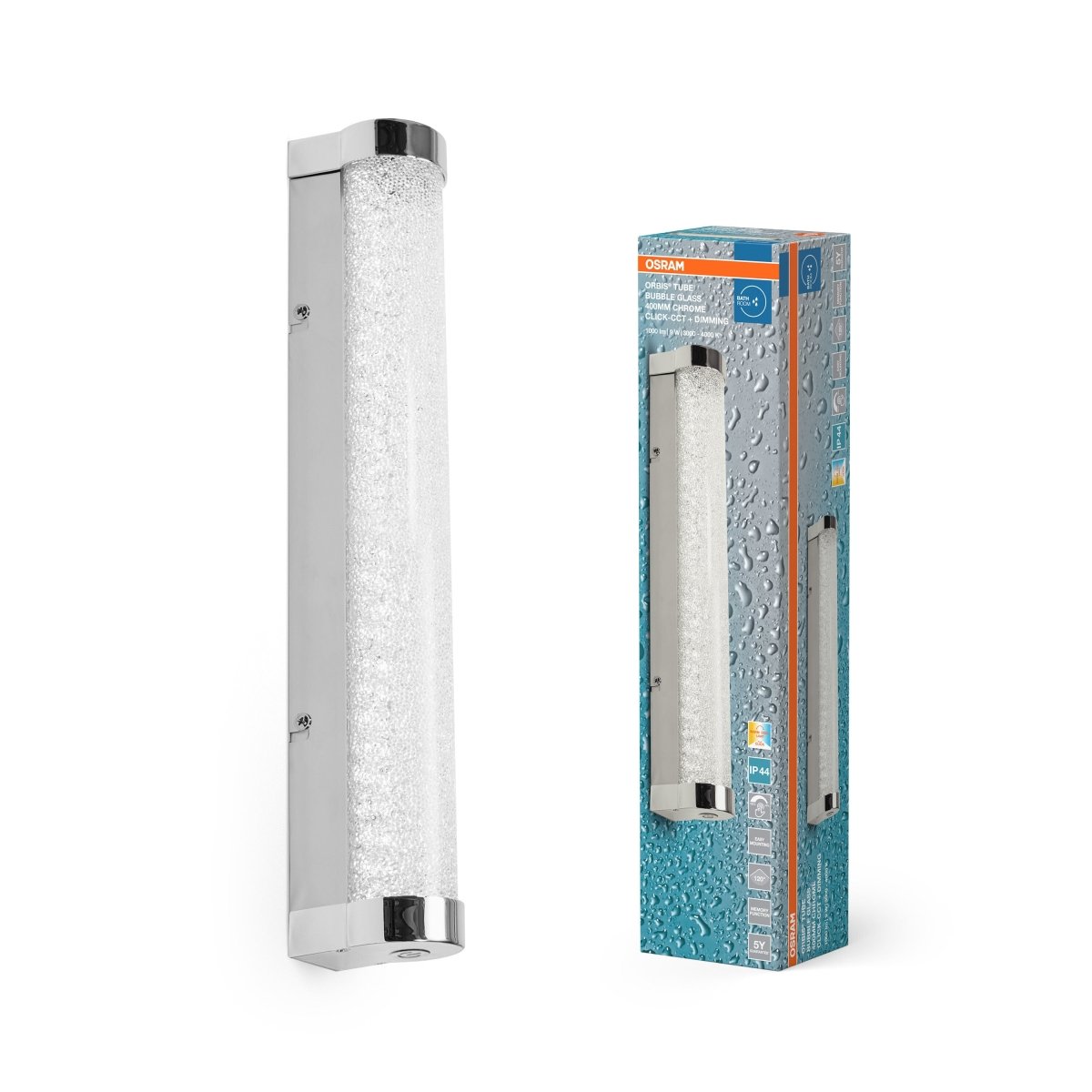 OSRAM Orbis Tube Bubble Glass 40cm Click CCT DIM IP44 chrom - eshop Ledvance PL 4099854450525