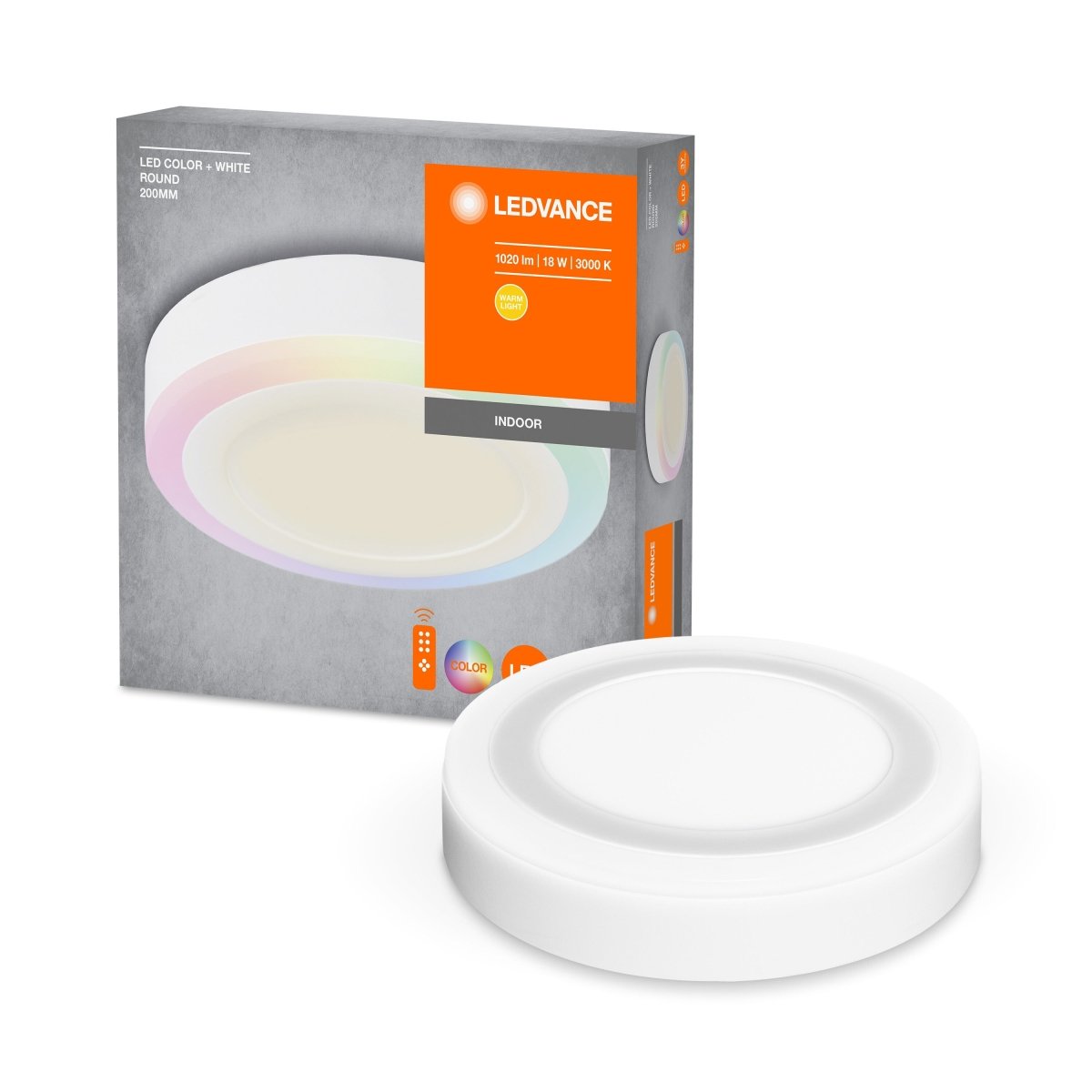 Panel LED COLOR WHITE RD 18W RGBW, okrągły, 200 mm - Poland LEDVANCE e-shop 4058075227590