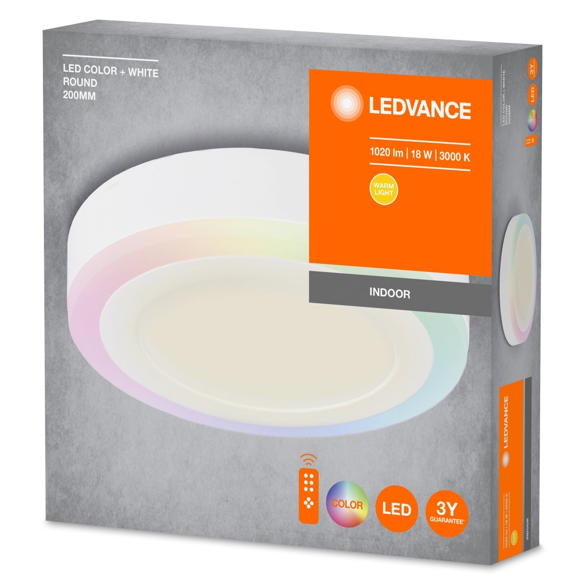 Panel LED COLOR WHITE RD 18W RGBW, okrągły, 200 mm - Poland LEDVANCE e-shop 4058075227590