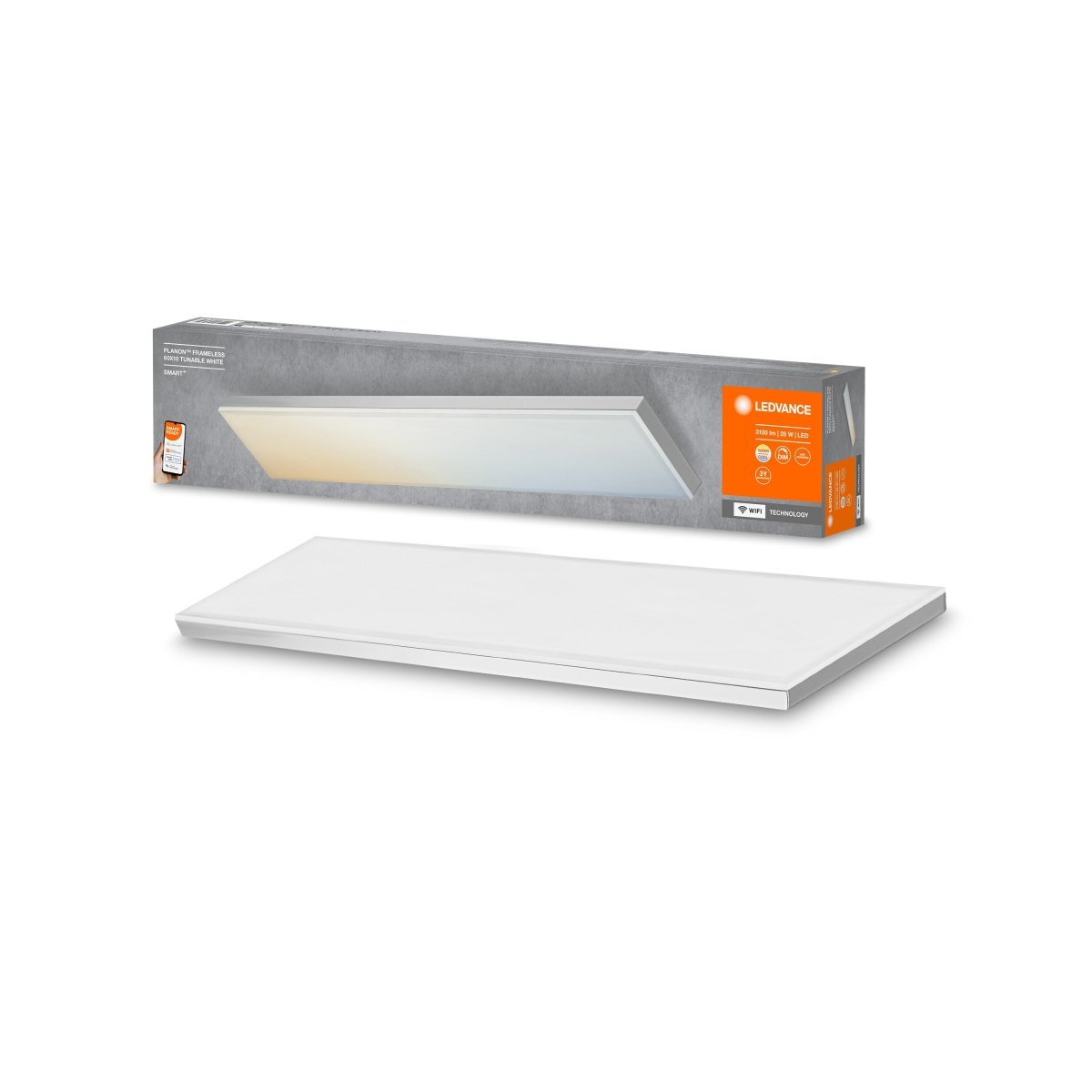 Panel LED WiFi PLANON FRAMELESS TW 28W, inteligentny, prostokątny, ściemnialny, regulowana biel, 600x100 mm - Poland LEDVANCE e-shop 4058075484610