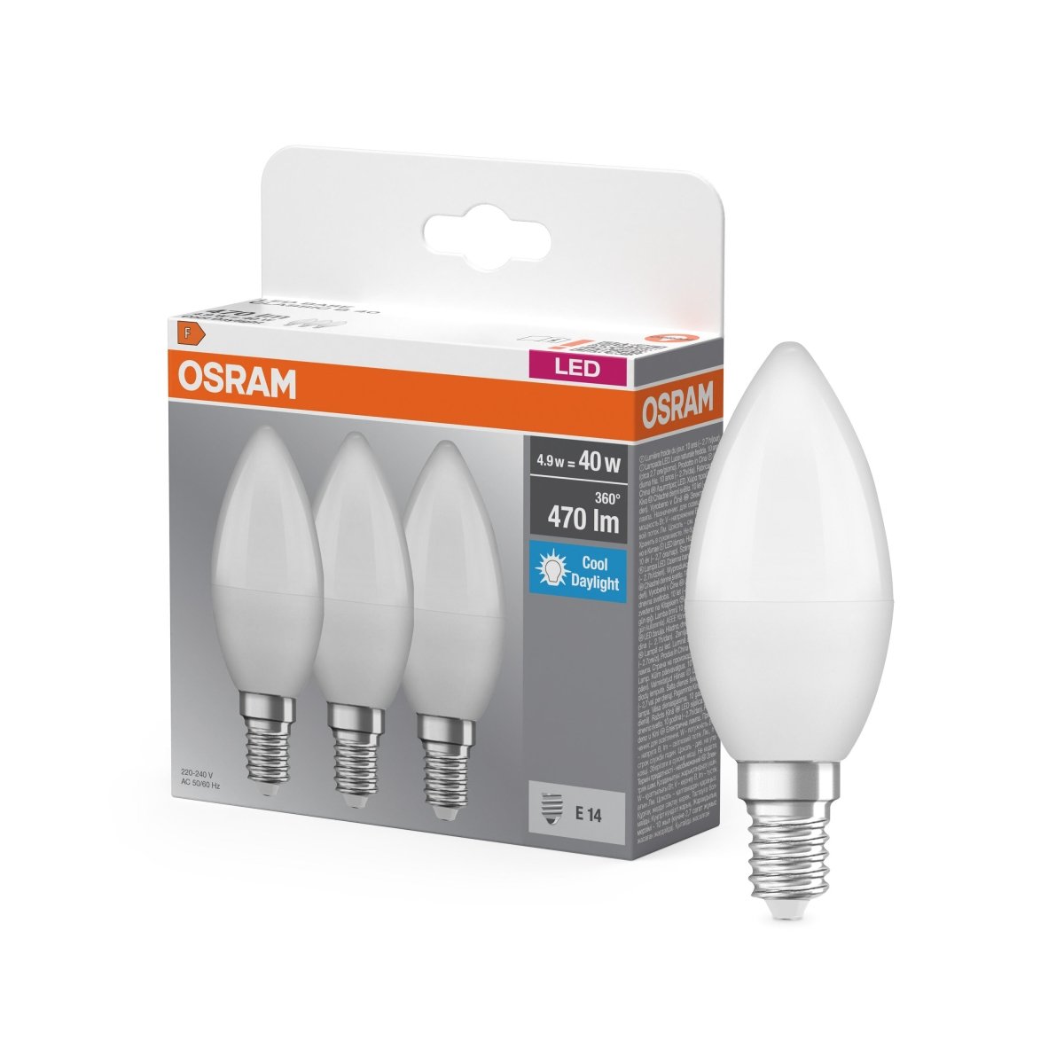 Plafon LED OSRAM CLASSIC B 40W LED BULB 4.9W 865 Frosted E14 Triple Pack - Poland LEDVANCE e - shop 4099854514333