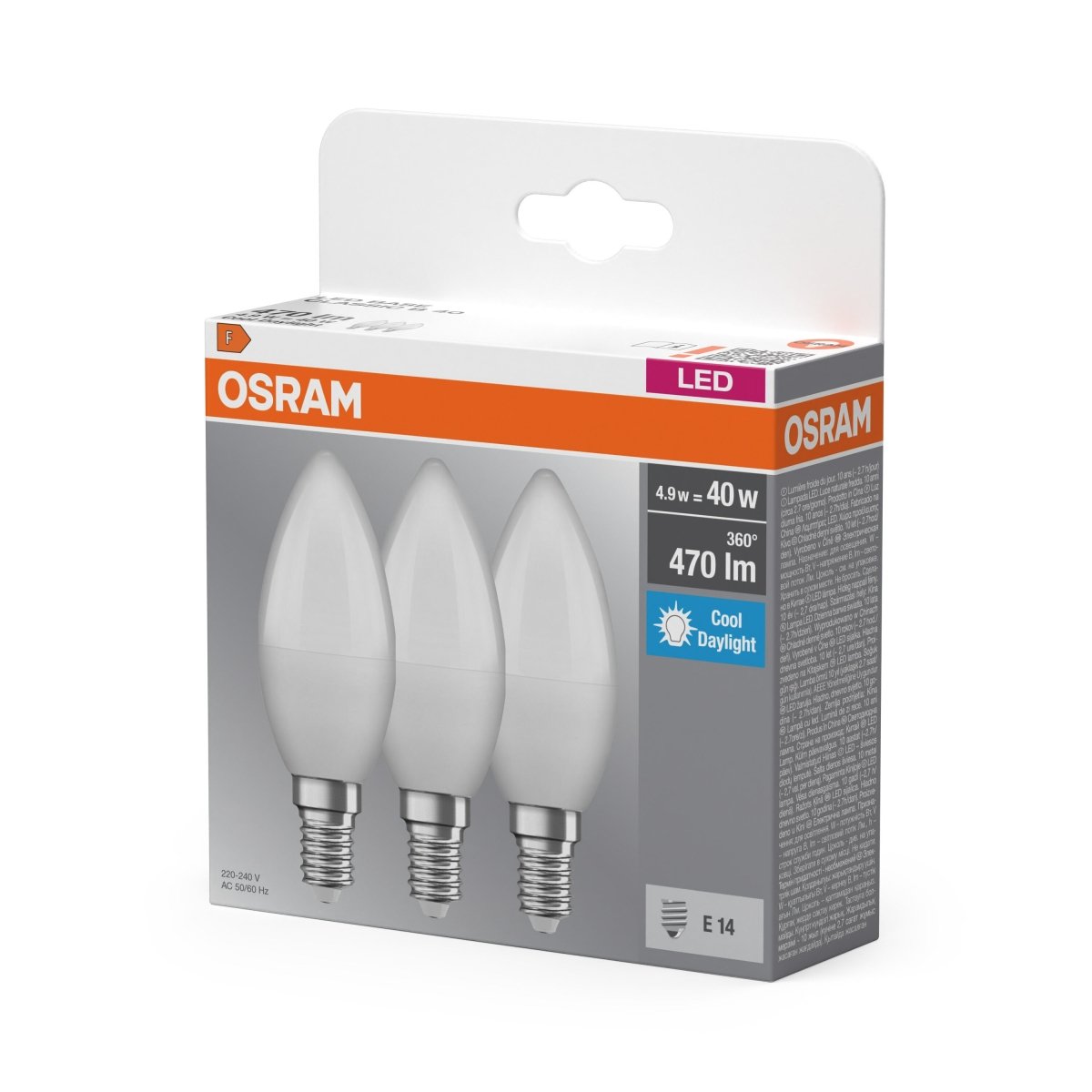 Plafon LED OSRAM CLASSIC B 40W LED BULB 4.9W 865 Frosted E14 Triple Pack - Poland LEDVANCE e - shop 4099854514333
