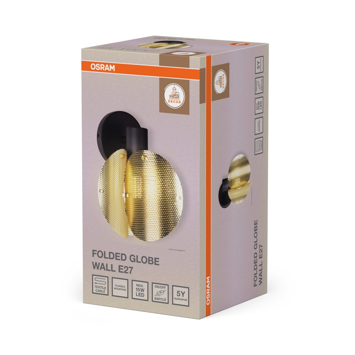 Plafon LED OSRAM Decor Folded Globe Wall E27 Gold - Poland LEDVANCE e - shop 4058075852358