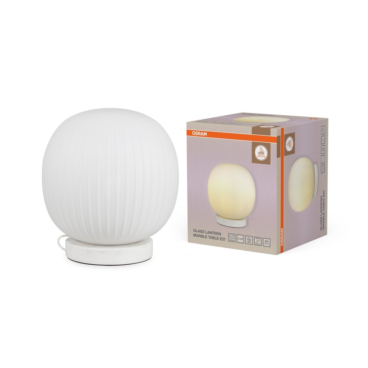 Plafon LED OSRAM Decor Glass Lantern Marble Table E27 - Poland LEDVANCE e - shop 4058075855656