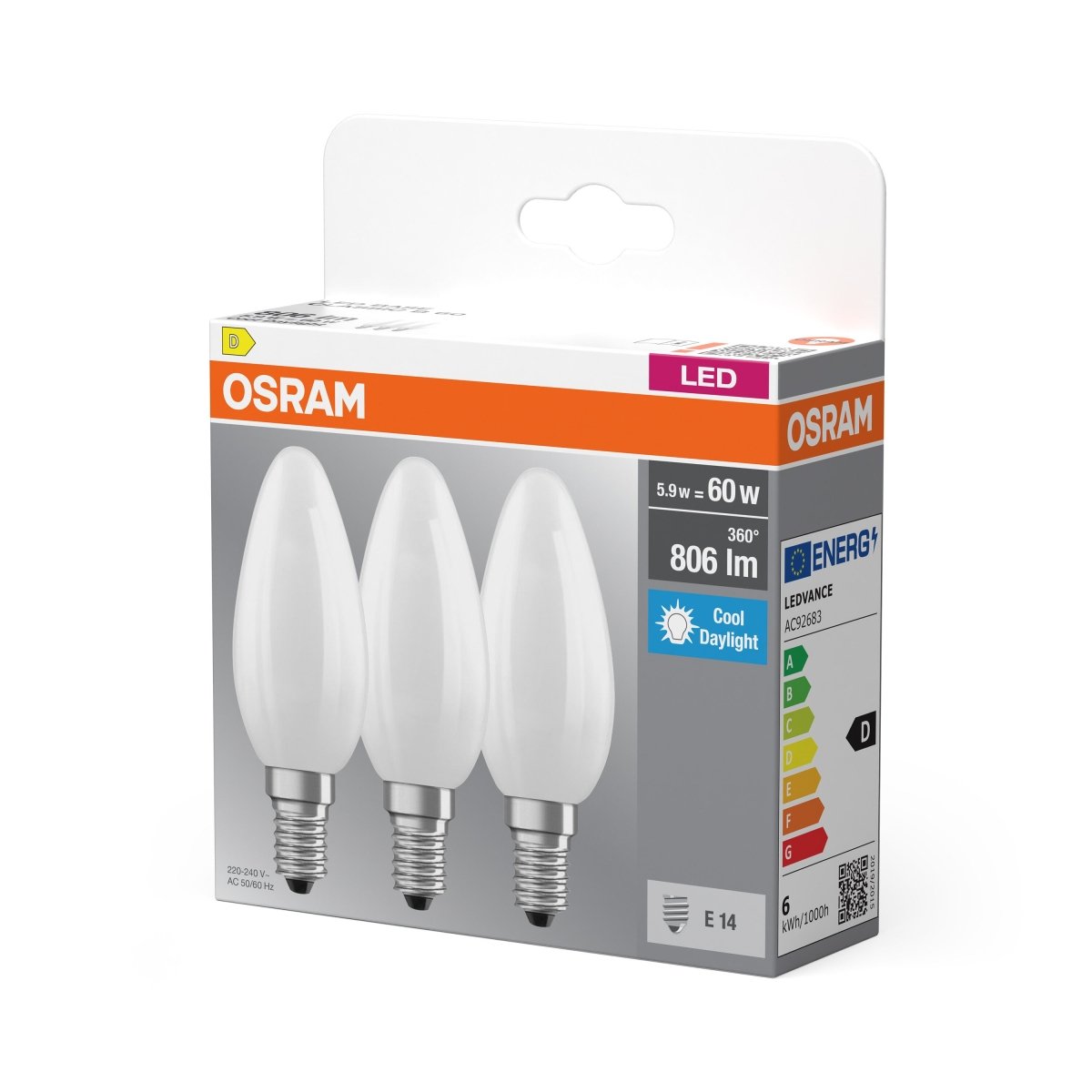 Plafon LED OSRAM LED Base Classic B 60 Filament 5.9W 865 Frosted E14 - Poland LEDVANCE e - shop 4099854235399