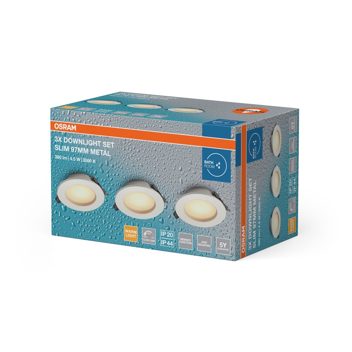 Plafon LED OSRAM LED Downlight Set IP44 Dim Slim 97mm 4.5W Metal 830 biały - Poland LEDVANCE e - shop 4058075854314