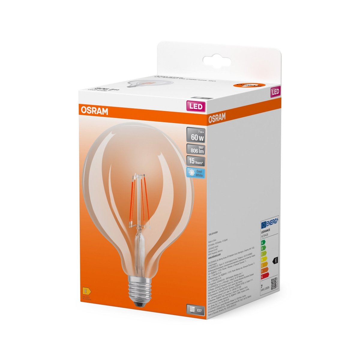 Plafon LED OSRAM LED Star Globe 125 60 Filament 7W 840 Clear E27 - Poland LEDVANCE e - shop 4058075839946