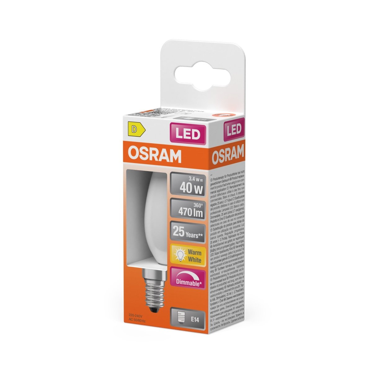 Plafon LED OSRAM LED Superstar Classic B 40 Filament DIM 3.4W 827 Frosted E14 - Poland LEDVANCE e - shop 4099854445736