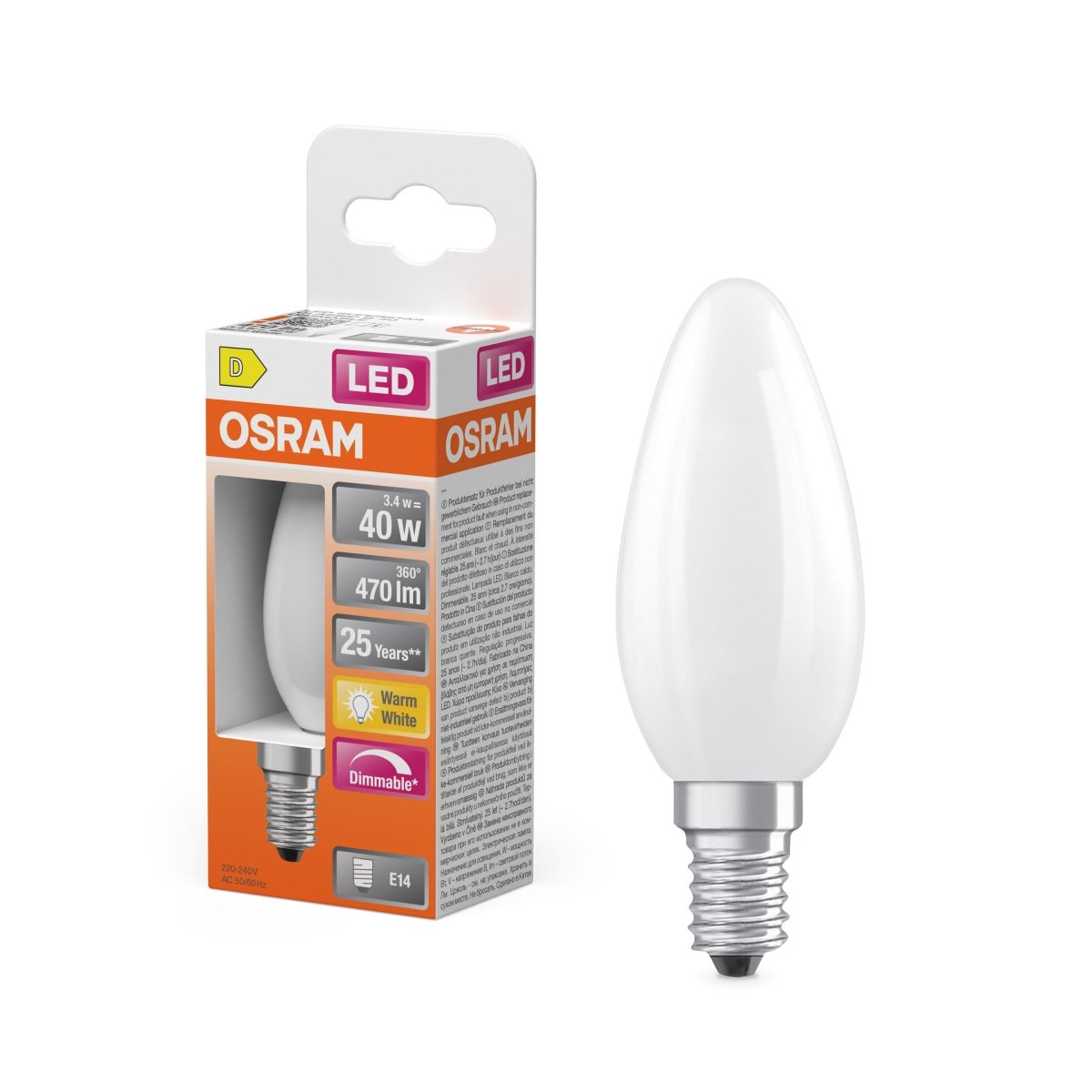 Plafon LED OSRAM LED Superstar Classic B 40 Filament DIM 3.4W 827 Frosted E14 - Poland LEDVANCE e - shop 4099854445736