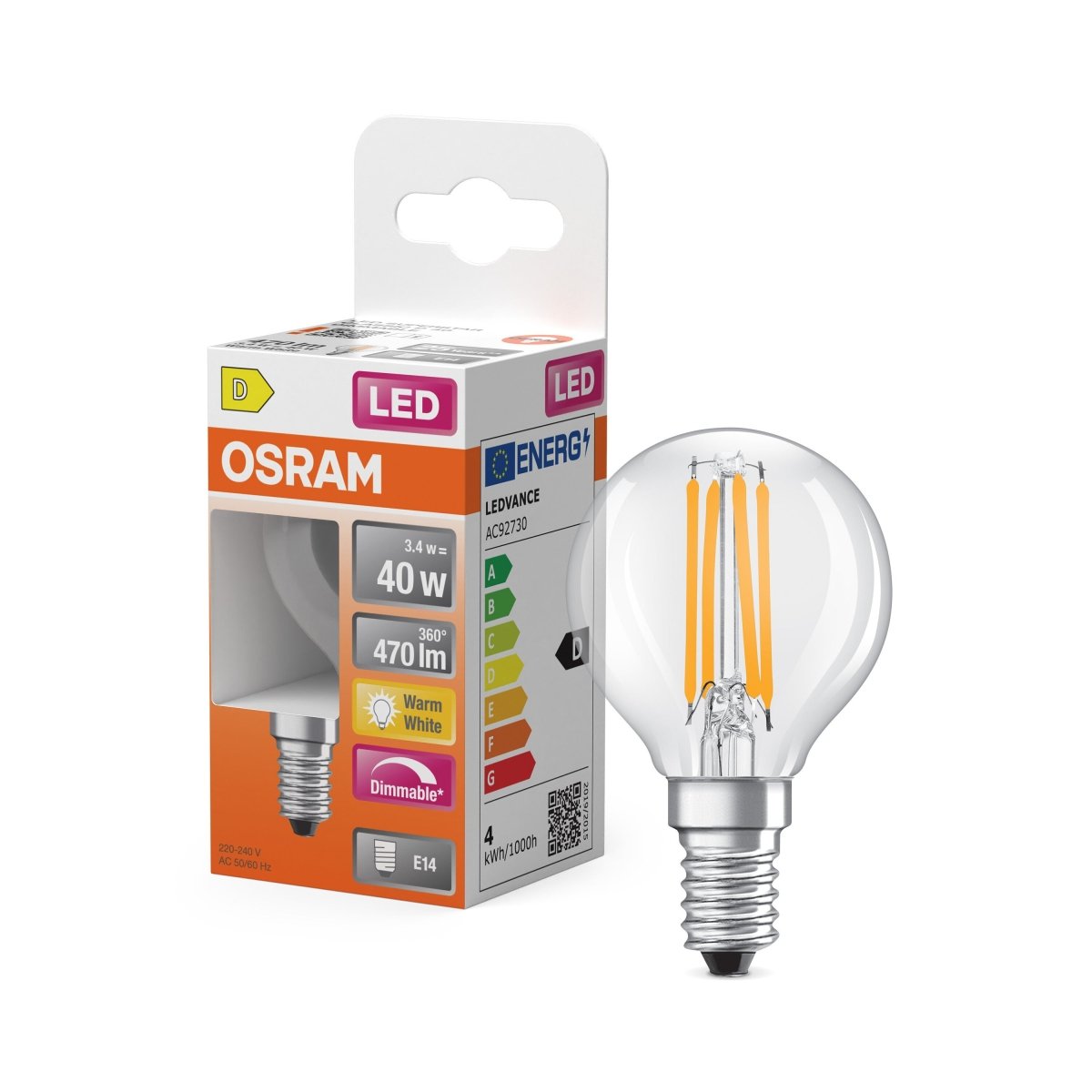 Plafon LED OSRAM LED Superstar Classic P 40 Filament DIM 3.4W 827 Clear E14 - Poland LEDVANCE e - shop 4099854444814