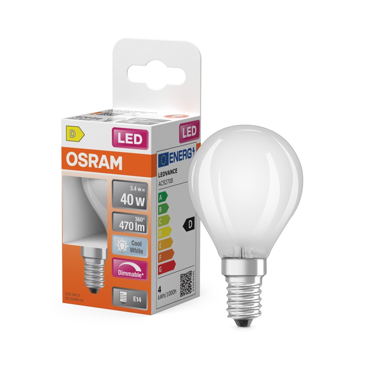 Plafon LED OSRAM LED Superstar Classic P 40 Filament DIM 3.4W 840 Frosted E14 - Poland LEDVANCE e - shop 4099854444647