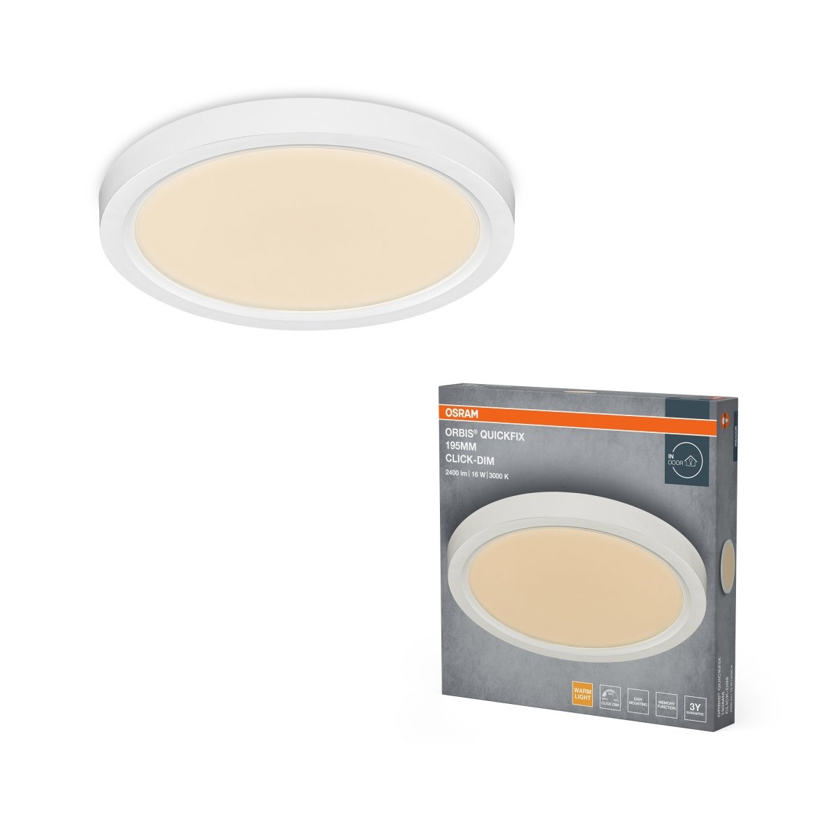 Plafon LED OSRAM Orbis Quickfix 195mm 16W Click Dim 830 biały - Poland LEDVANCE e - shop 4099854603884