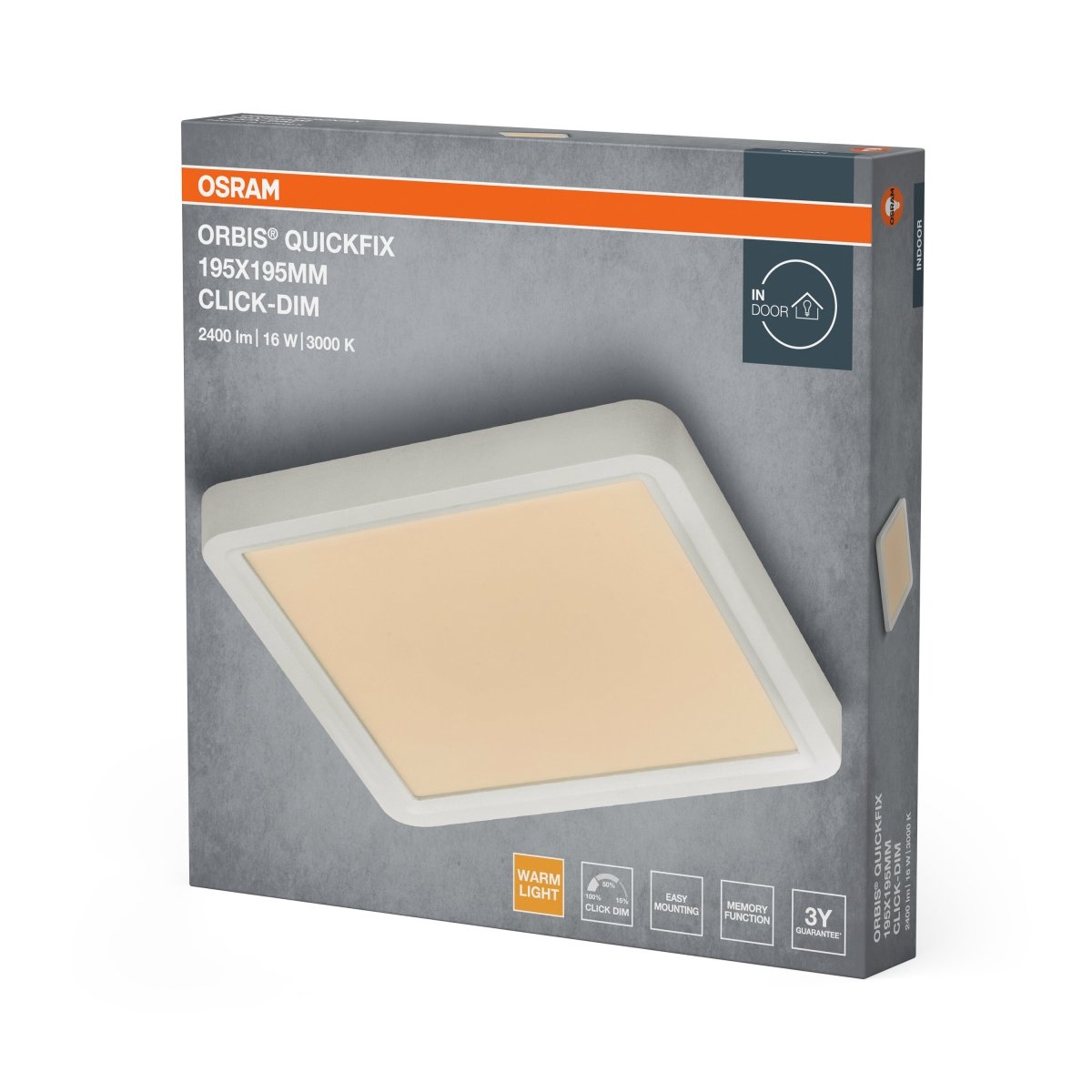 Plafon LED OSRAM Orbis Quickfix 195x195mm 16W Click Dim 830 biały - Poland LEDVANCE e - shop 4099854604720