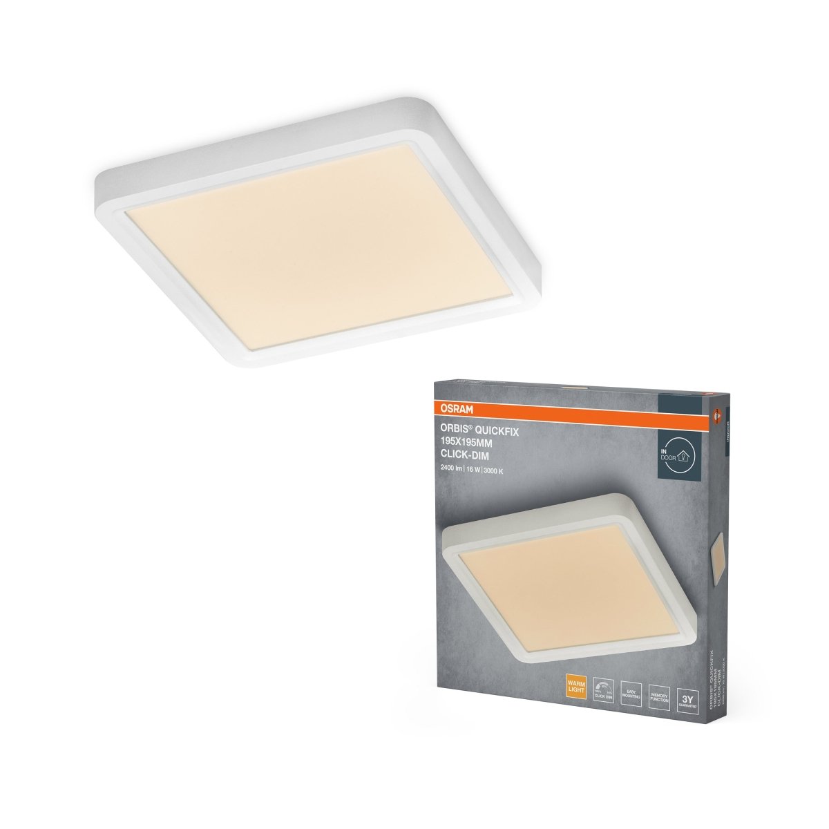 Plafon LED OSRAM Orbis Quickfix 195x195mm 16W Click Dim 830 biały - Poland LEDVANCE e - shop 4099854604720
