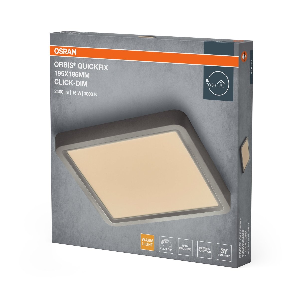 Plafon LED OSRAM Orbis Quickfix 195x195mm 16W Click Dim 830 Silver - Poland LEDVANCE e - shop 4099854604805