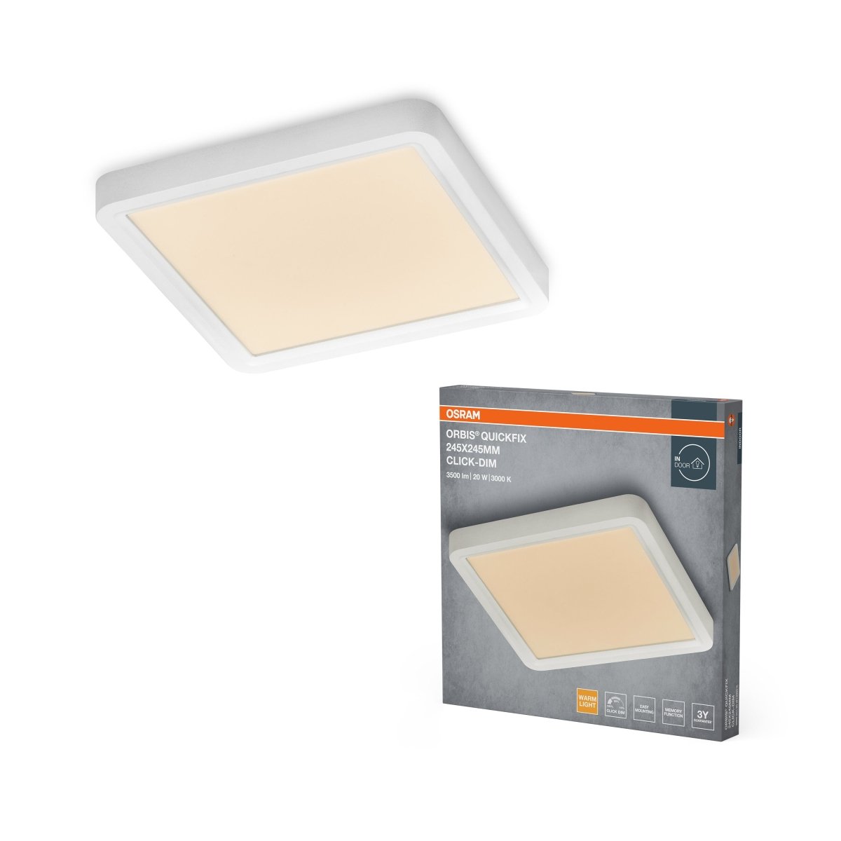 Plafon LED OSRAM Orbis Quickfix 245x245mm 20W Click Dim 830 biały - Poland LEDVANCE e - shop 4099854604843