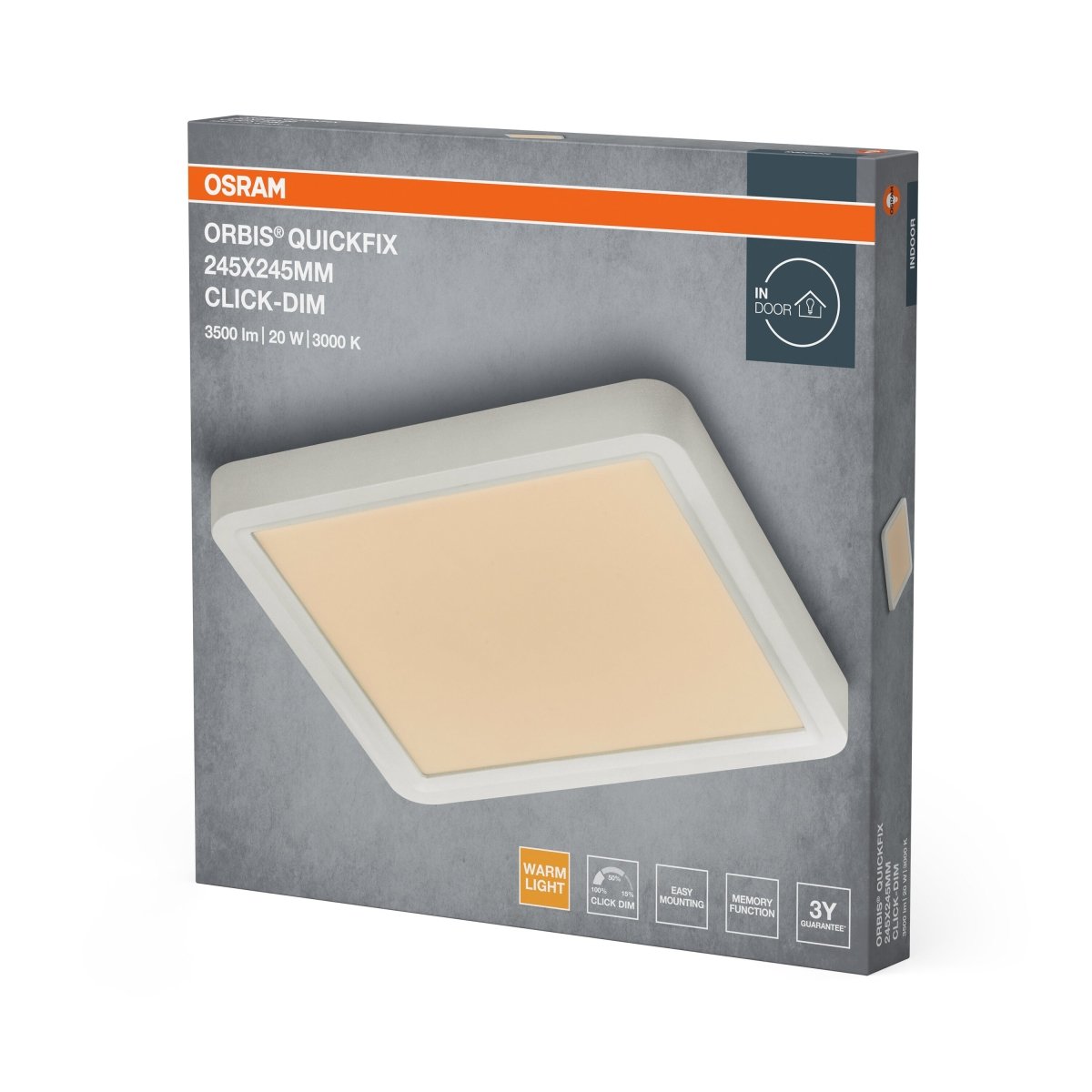 Plafon LED OSRAM Orbis Quickfix 245x245mm 20W Click Dim 830 biały - Poland LEDVANCE e - shop 4099854604843