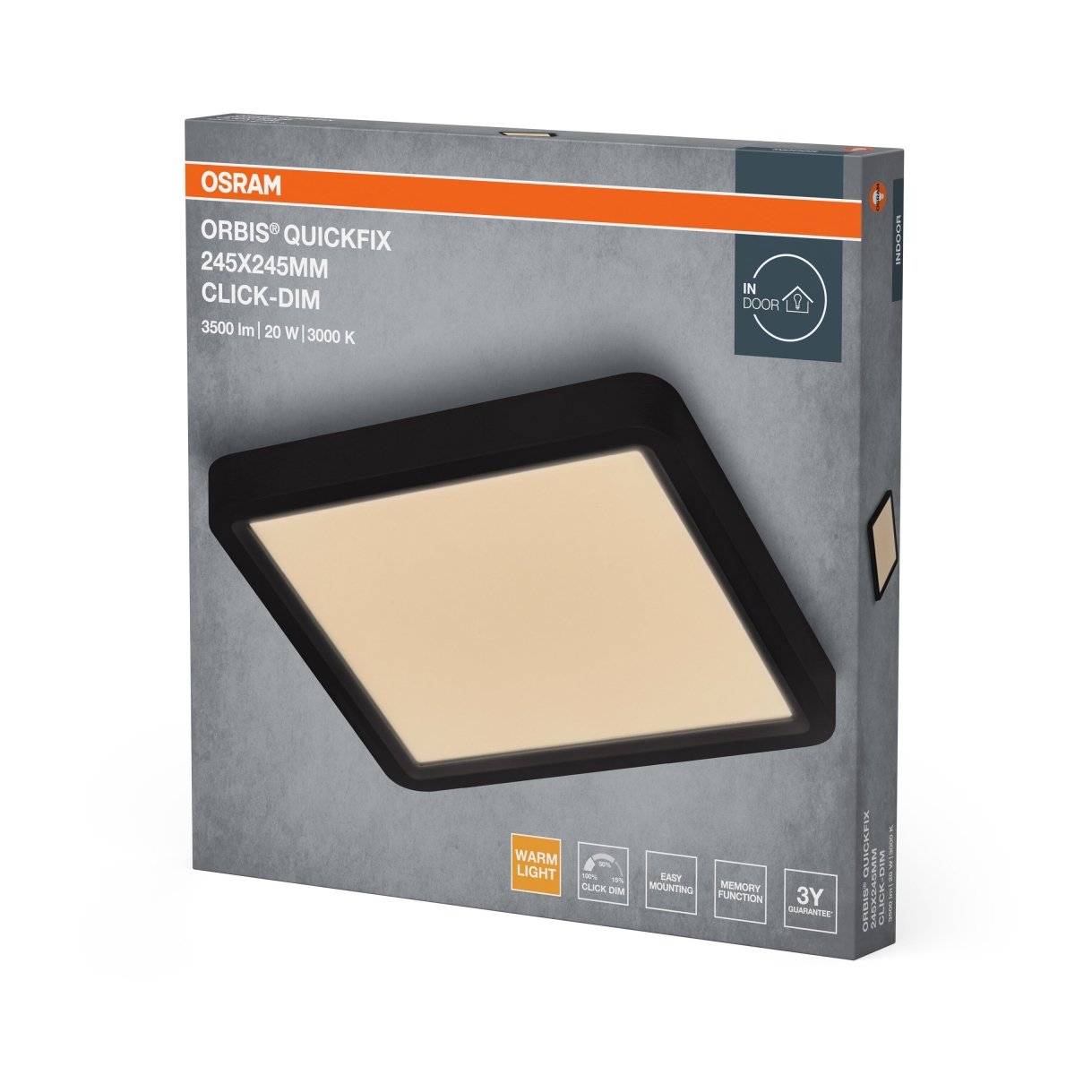 Plafon LED OSRAM Orbis Quickfix 245x245mm 20W Click Dim 830 czarny - Poland LEDVANCE e - shop 4099854604829