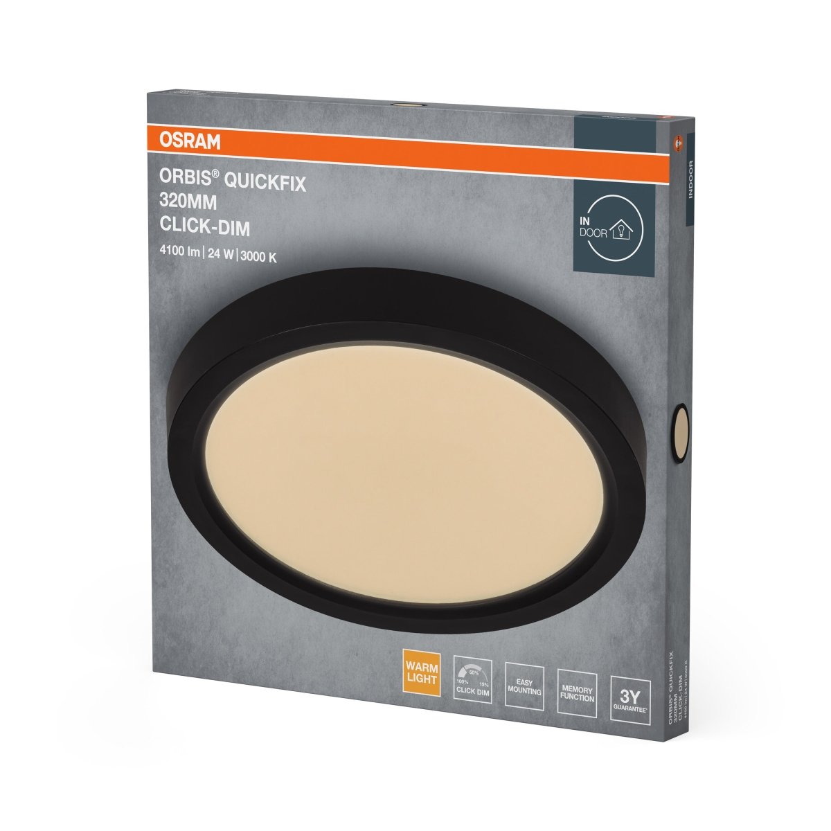 Plafon LED OSRAM Orbis Quickfix 320mm 24W Click Dim 830 czarny - Poland LEDVANCE e - shop 4099854604409