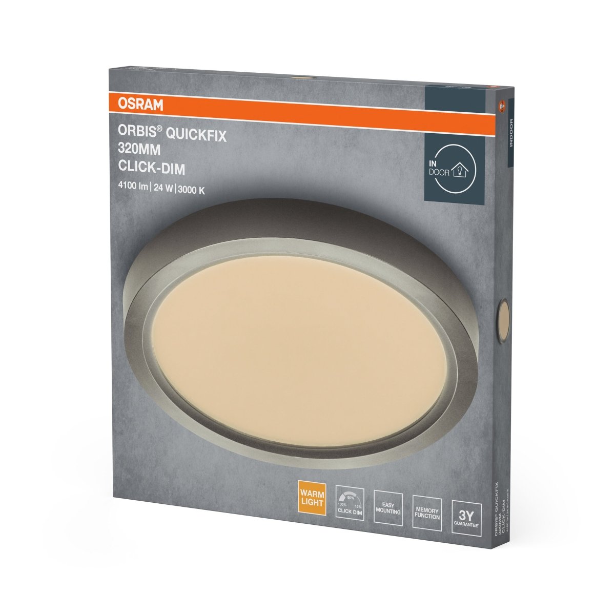 Plafon LED OSRAM Orbis Quickfix 320mm 24W Click Dim 830 Silver - Poland LEDVANCE e - shop 4099854604546