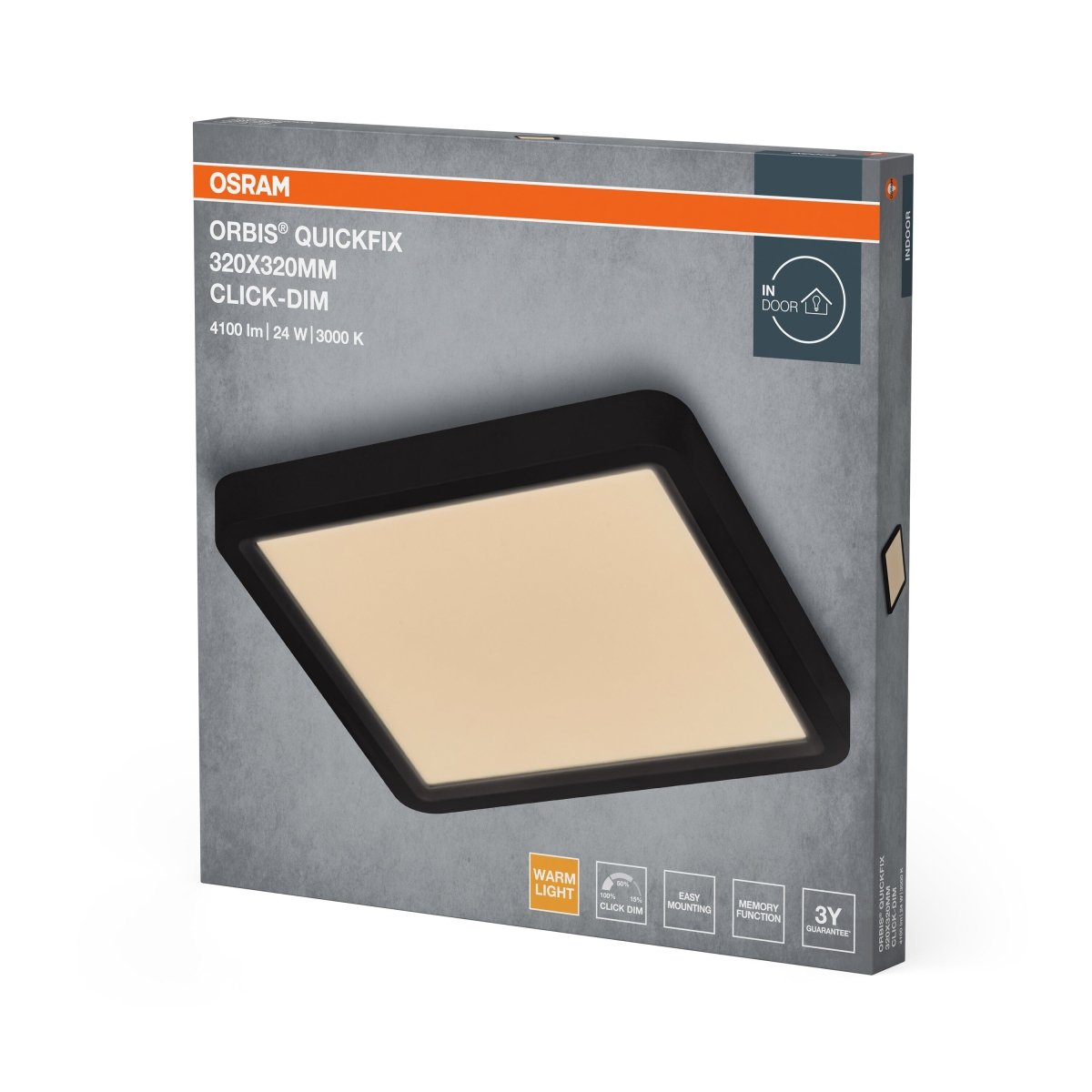 Plafon LED OSRAM Orbis Quickfix 320x320mm 24W Click Dim 830 czarny - Poland LEDVANCE e - shop 4099854604881
