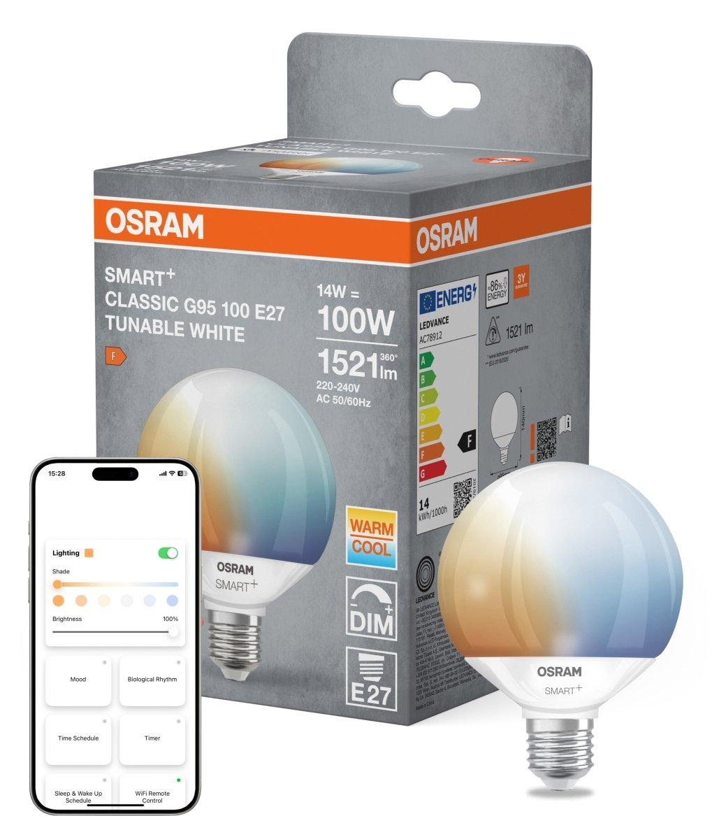Plafon LED OSRAM SMART+ MATTER Globe 95 100 14W 827...865 TW E27 - Poland LEDVANCE e - shop 4058075851184