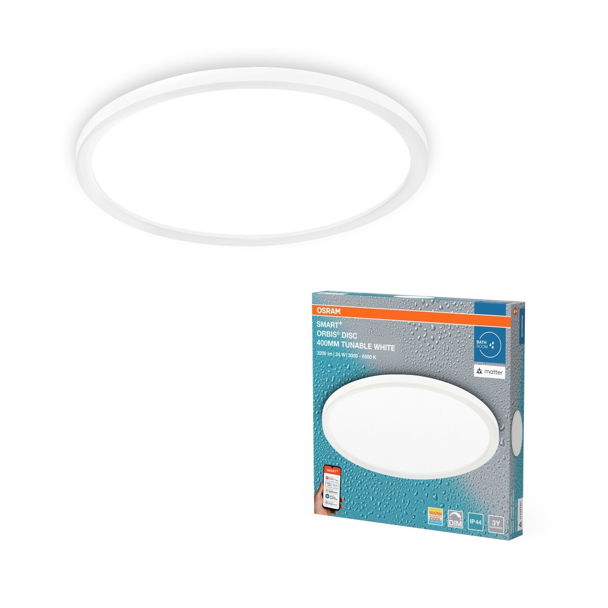 Plafon LED OSRAM SMART+ MATTER Orbis Disc IP44 400mm Tunable biały ...