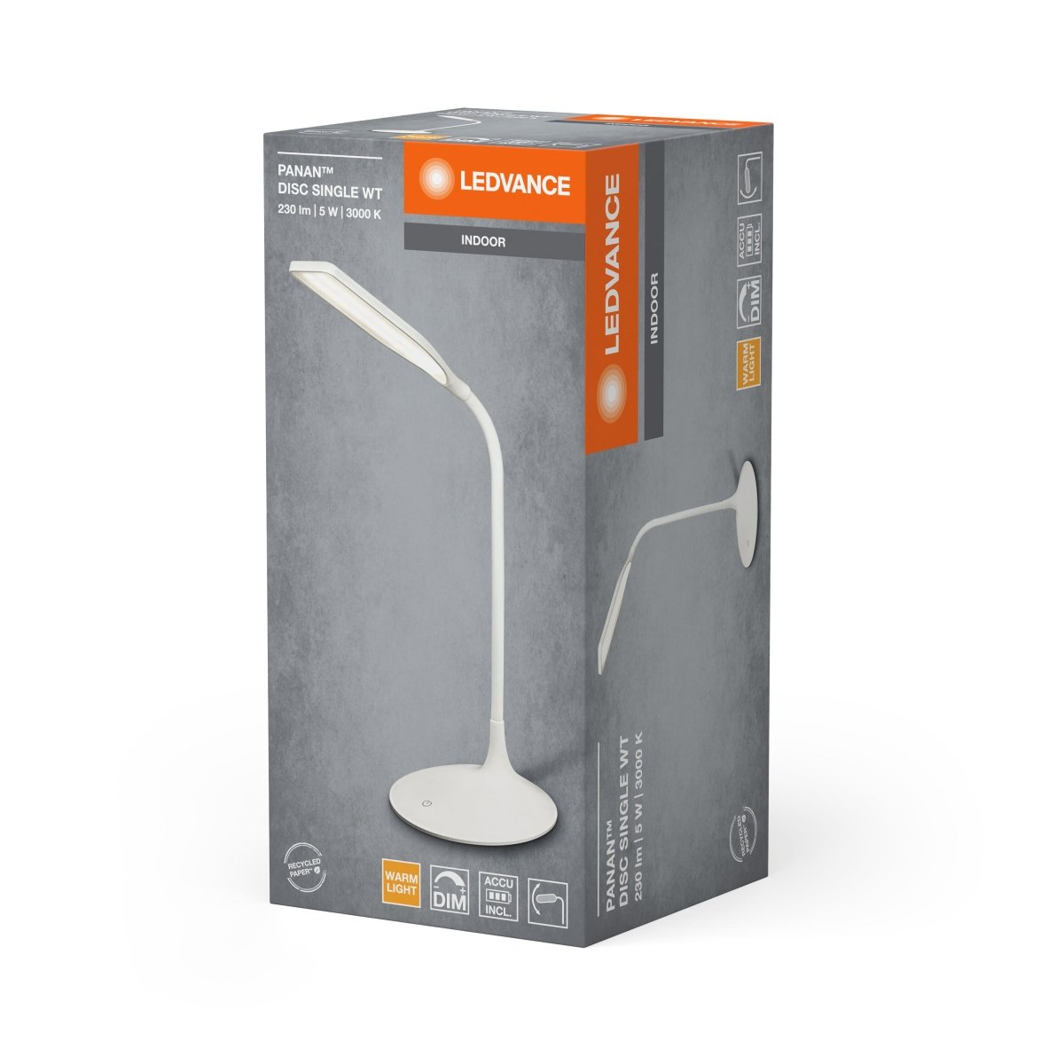 Przenośna lampka biurkowa LED PANAN Disc Single White - Poland LEDVANCE e-shop 4058075321267