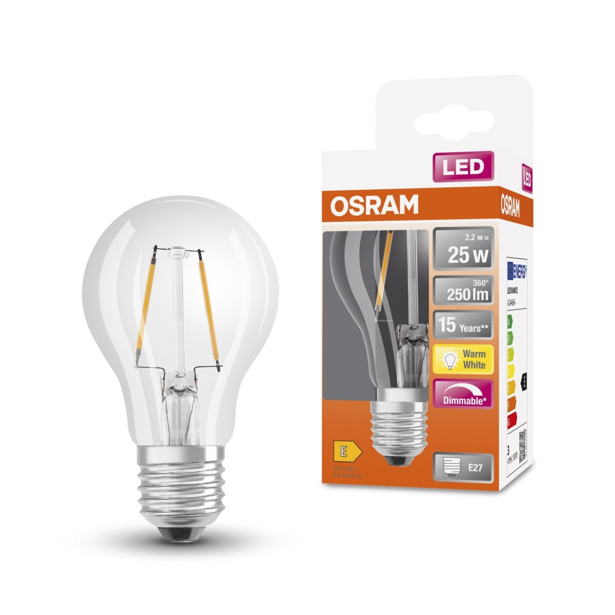 Ściemnialna Lampa LED Klasyczny krztałt E27 2,2W 2700K 250 - Poland LEDVANCE e-shop 4058075211261