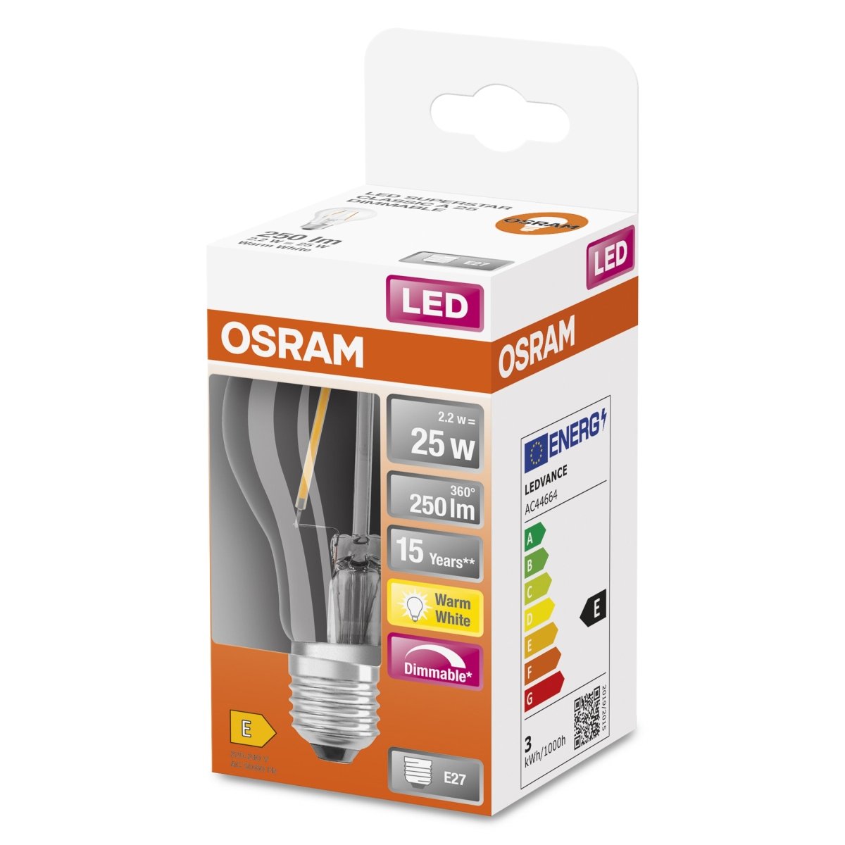 Ściemnialna Lampa LED Klasyczny krztałt E27 2,2W 2700K 250 - Poland LEDVANCE e-shop 4058075211261