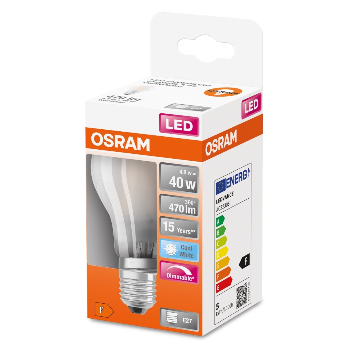 Ściemnialna Lampa LED Klasyczny krztałt E27 4,8W 4000K 470 - Poland LEDVANCE e-shop 4058075434660