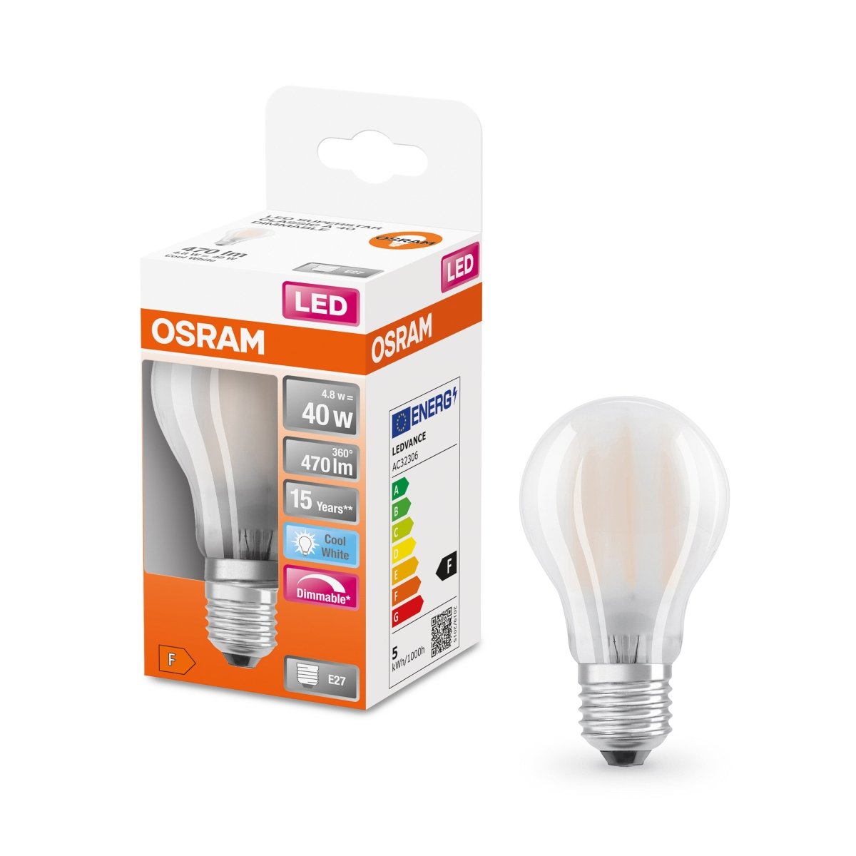 Ściemnialna Lampa LED Klasyczny krztałt E27 4,8W 4000K 470 - Poland LEDVANCE e-shop 4058075434660