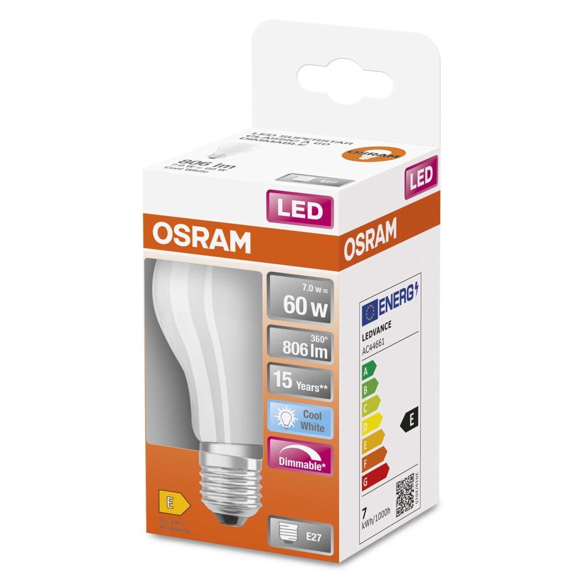 Ściemnialna Lampa LED Klasyczny krztałt E27 7W 4000K 806lm - Poland LEDVANCE e-shop 4058075434608