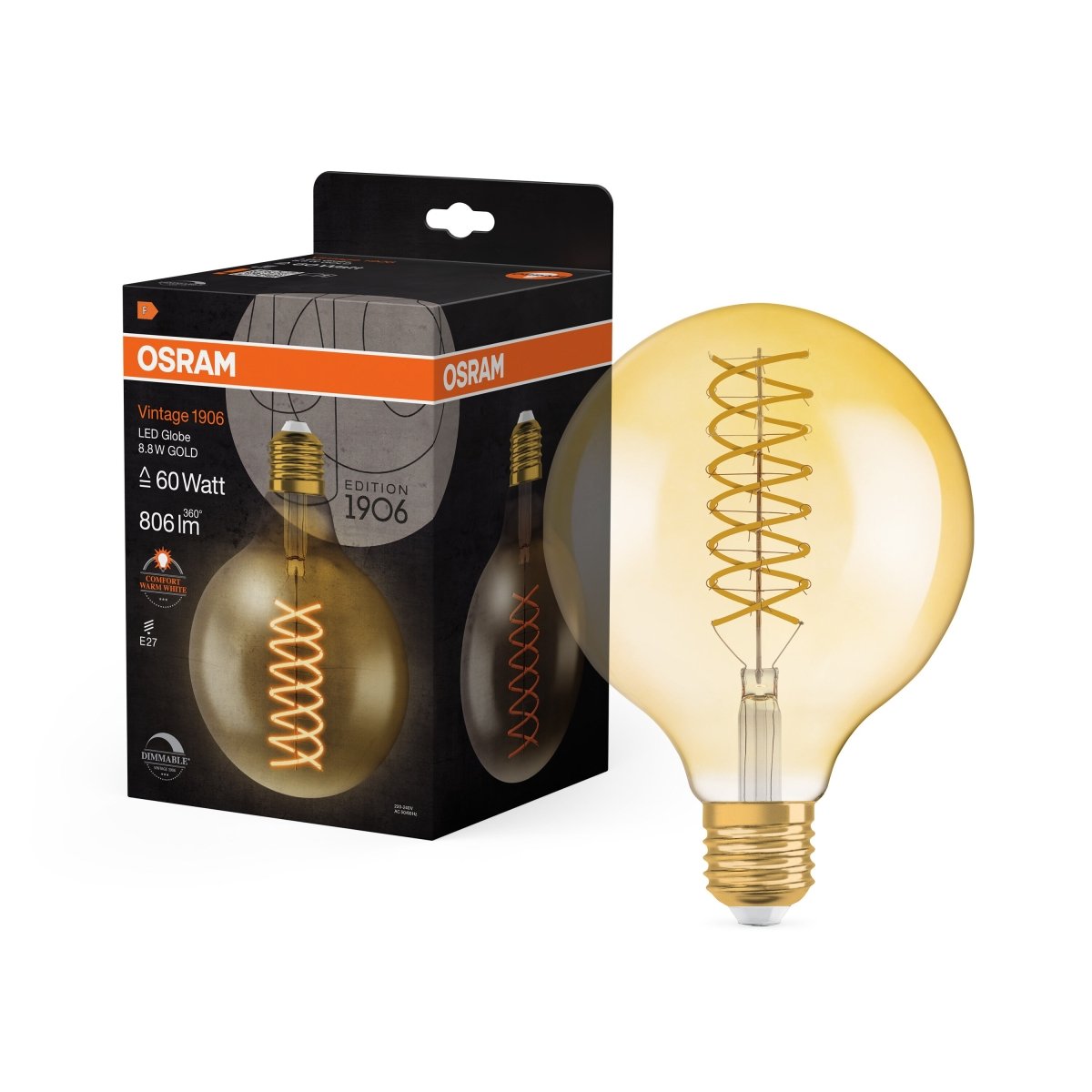 Ściemnialna Lampa LED Vintage klas. krztałt E27 8,4W 2400K - Poland LEDVANCE e-shop 4099854137884