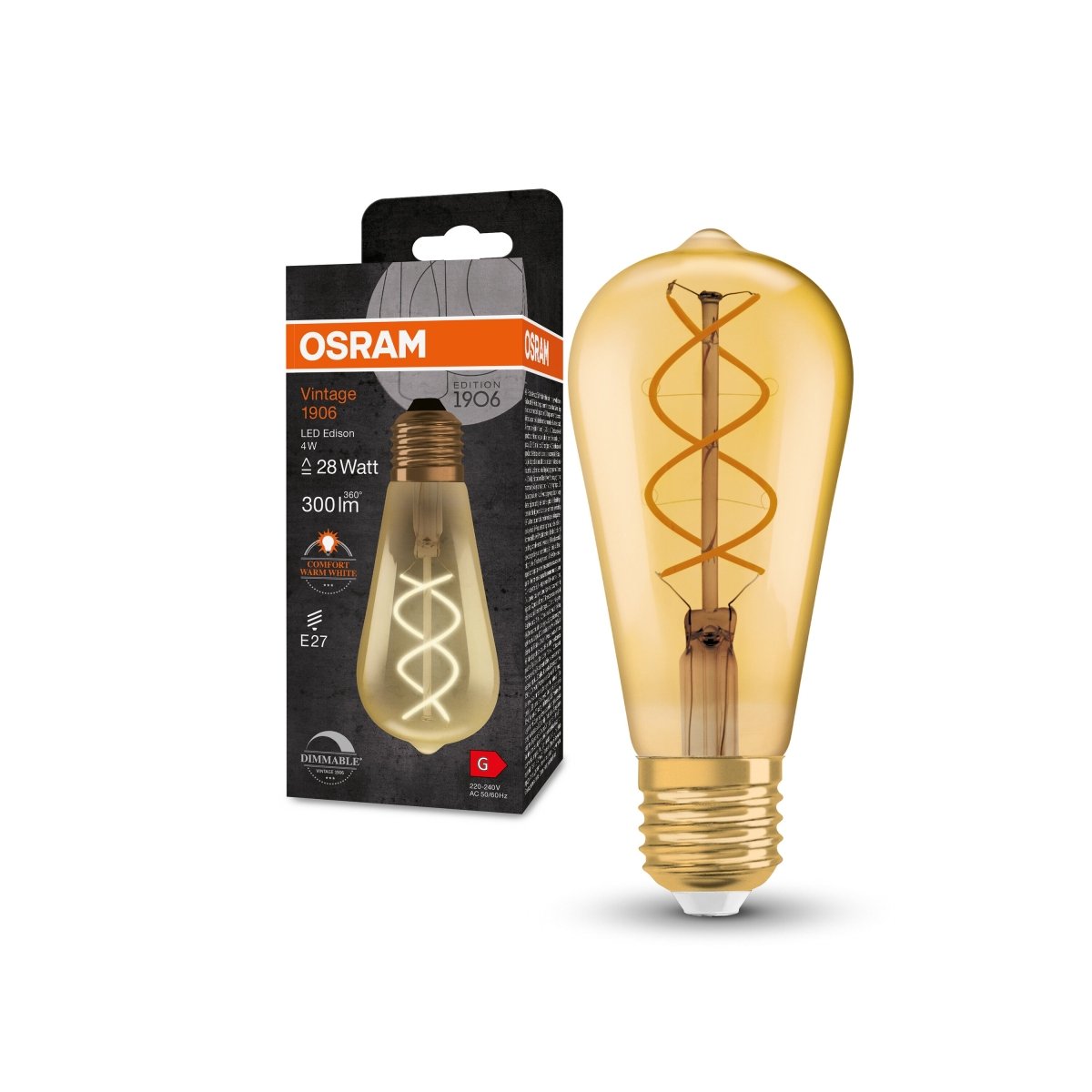 Ściemnialna Lampa LED Vintage żarówka Edisona E27 4W 2000K - Poland LEDVANCE e - shop 4099854090103