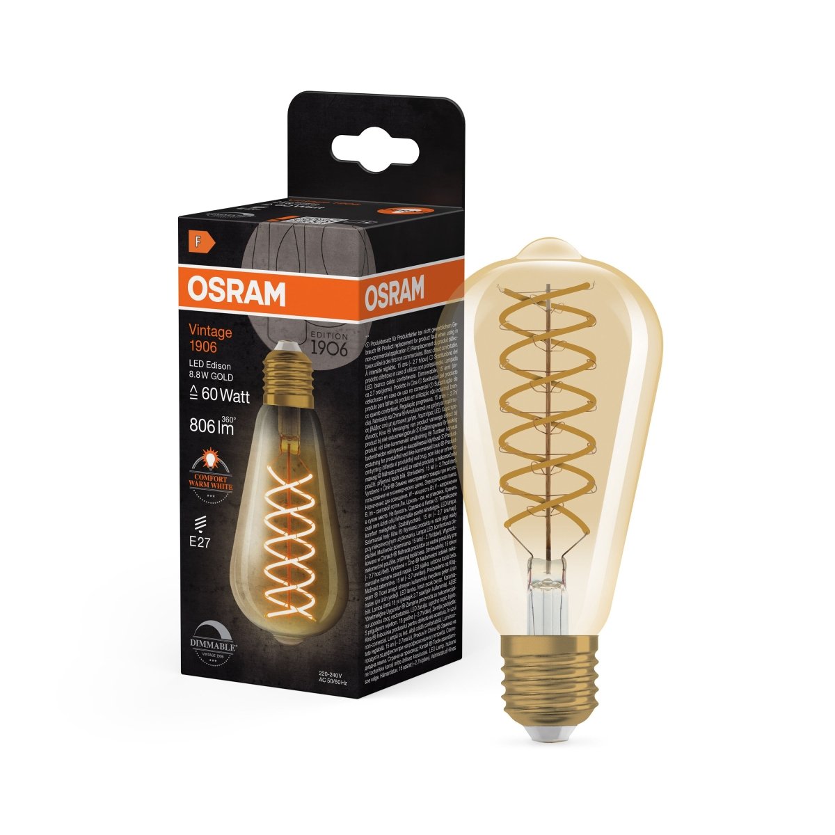 Ściemnialna Lampa LED Vintage żarówka Edisona E27 8,8 W - Poland LEDVANCE e-shop 4099854137846