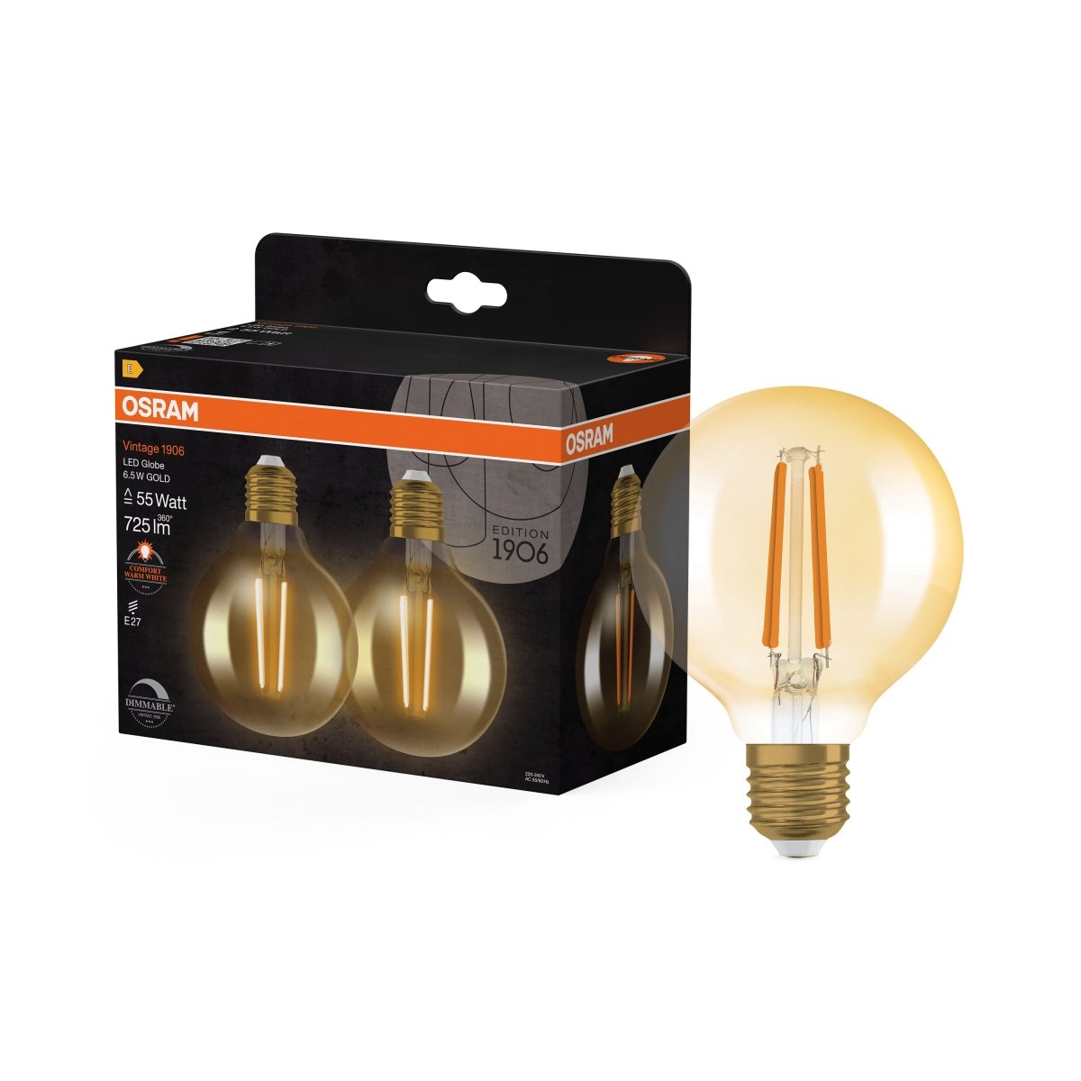 Ściemnialna Lampa LED VintageKlasyczna żarówka E27 6,5W - Poland LEDVANCE e-shop 4058075754737