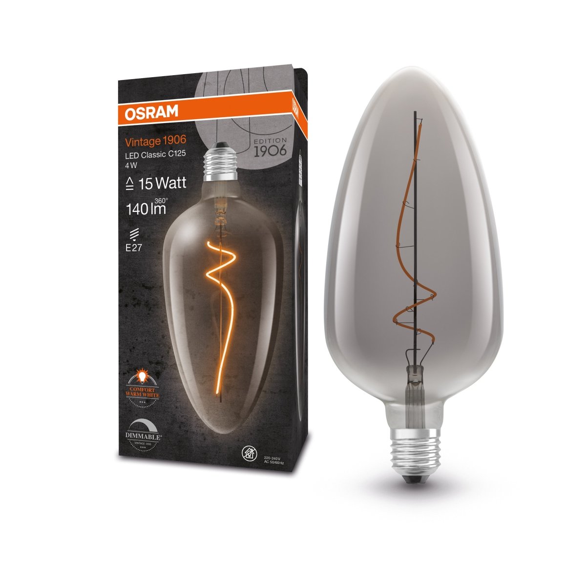 Ściemniana Lampa LED Vintage Kształt żarówki E27 4W 1800K - Poland LEDVANCE e - shop 4099854090325