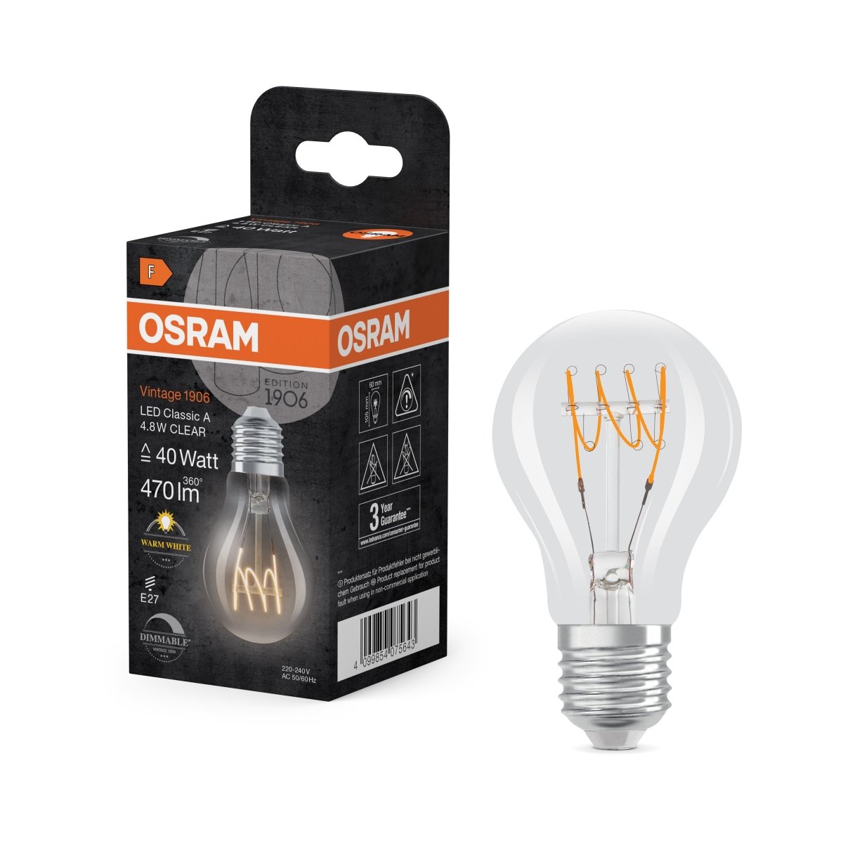 Ściemniana Lampa LED Vintage żarówki świecowe E27 4,8W - Poland LEDVANCE e-shop 4099854075643