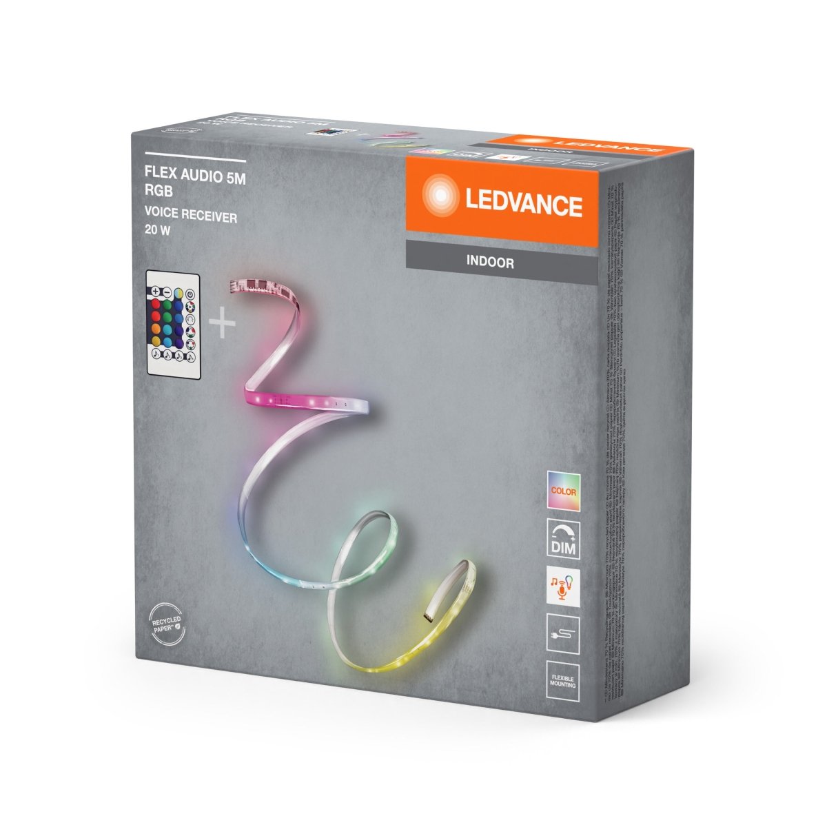 Taśma LED RGB ciepłe światło dźwiękowy odbiornik pilot 20W - Poland LEDVANCE e-shop 4099854095405