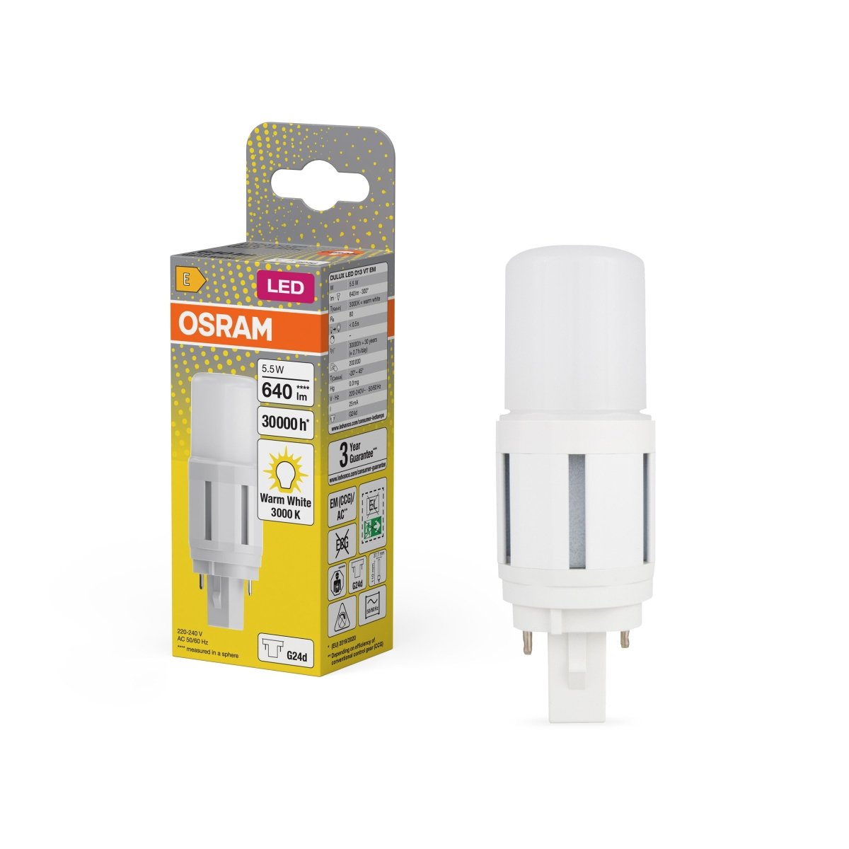 Zamiennik LED świetlówek jednotrzonkowych G24d 5,5W 3000K - Poland LEDVANCE e-shop 4058075824492