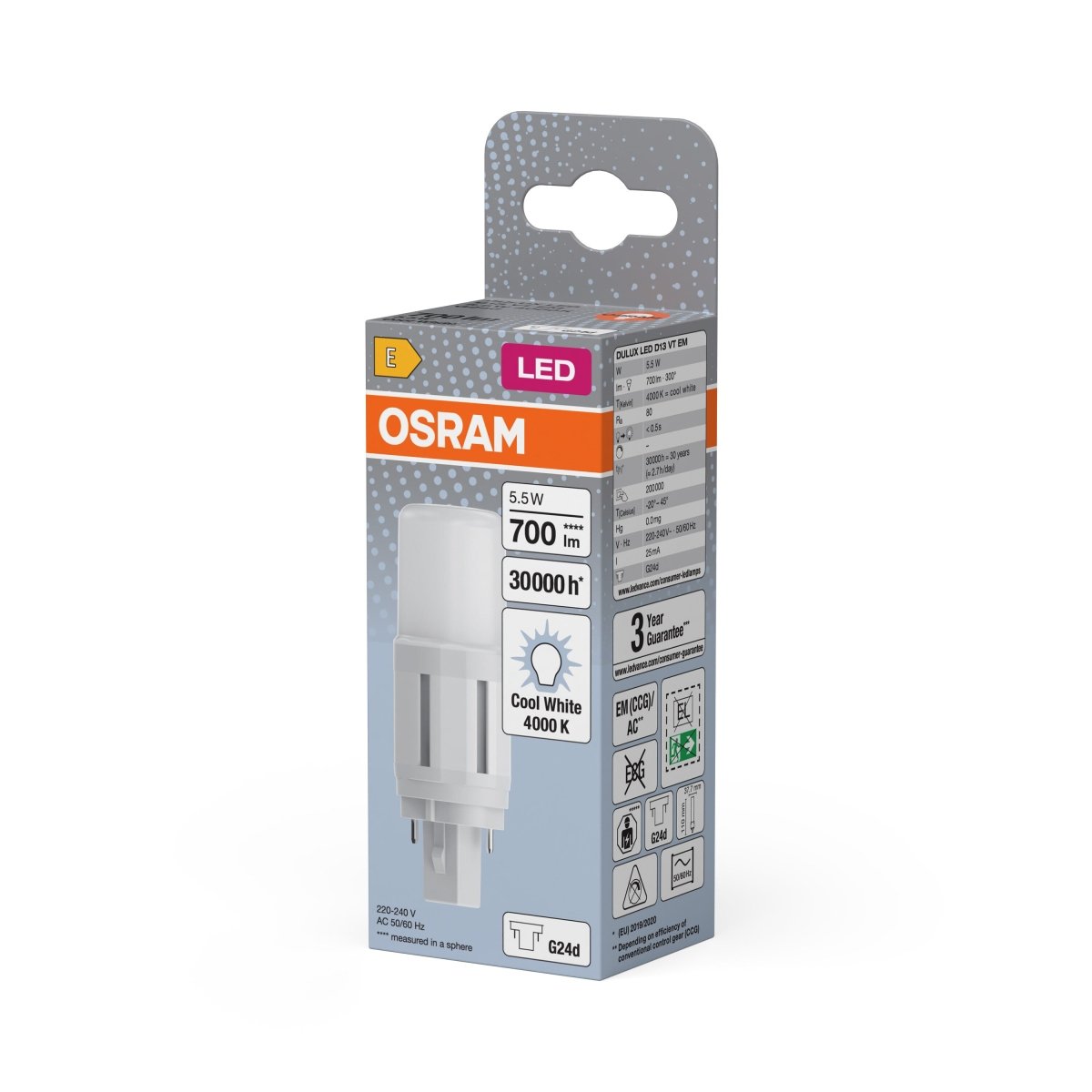Zamiennik LED świetlówek jednotrzonkowych G24d 5,5W 4000K - Poland LEDVANCE e-shop 4058075824515