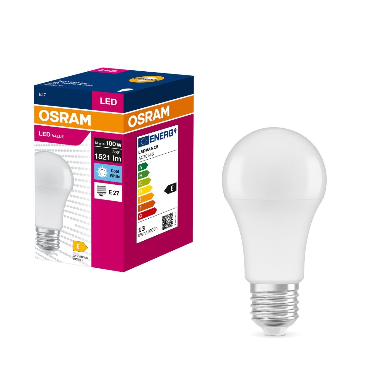Żarówka LED CLA E27 13W LED VALUE OSRAM matowa, 100W, neutralna - Poland LEDVANCE e-shop 4052899973428