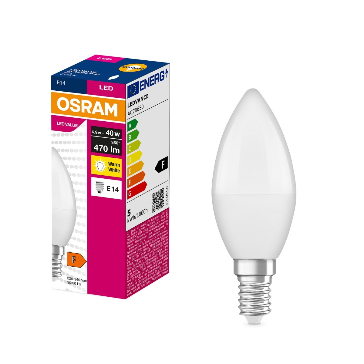 Żarówka LED CLB E14 4,9W LED VALUE OSRAM matowa, 40W, ciepła - Poland LEDVANCE e-shop 4052899326453