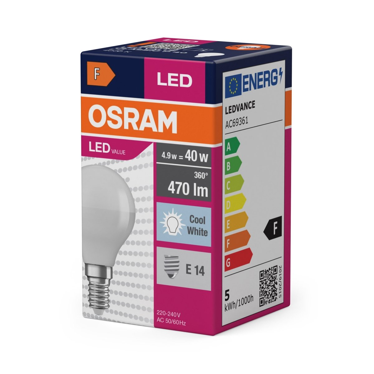 Żarówka LED CLP E14 4,9W LED VALUE OSRAM matowa, 40W, barwa - Poland LEDVANCE e-shop 4058075147911